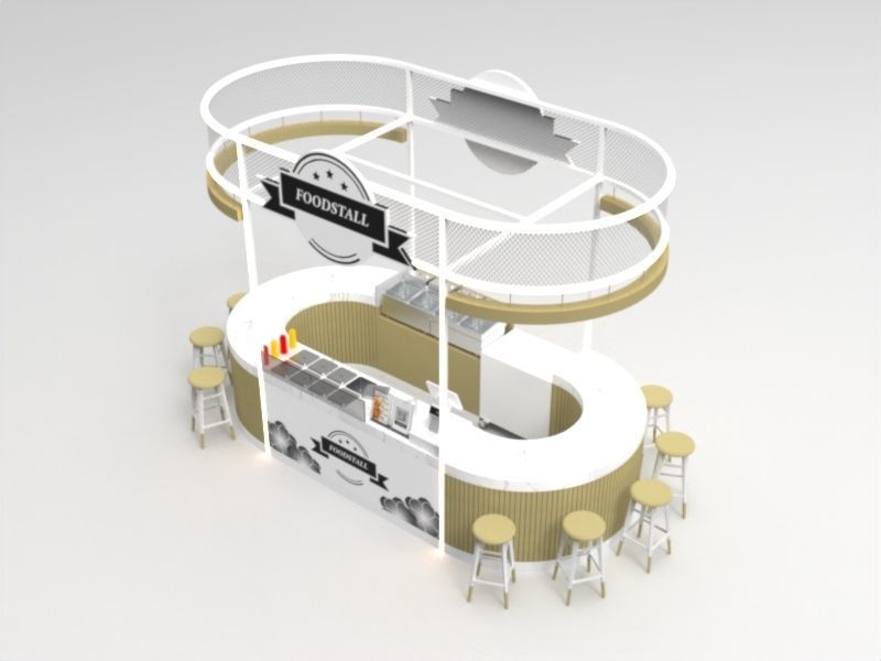 Food Stall Booth Design 3D model_4