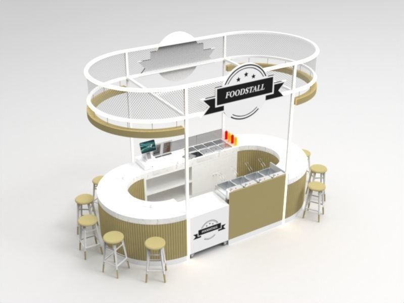 Food Stall Booth Design 3D model_3