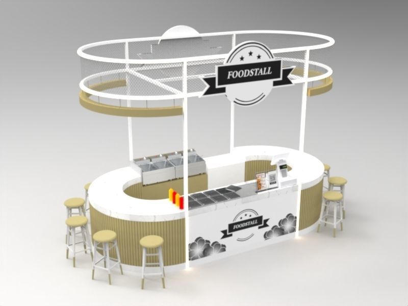 Food Stall Booth Design 3D model_1