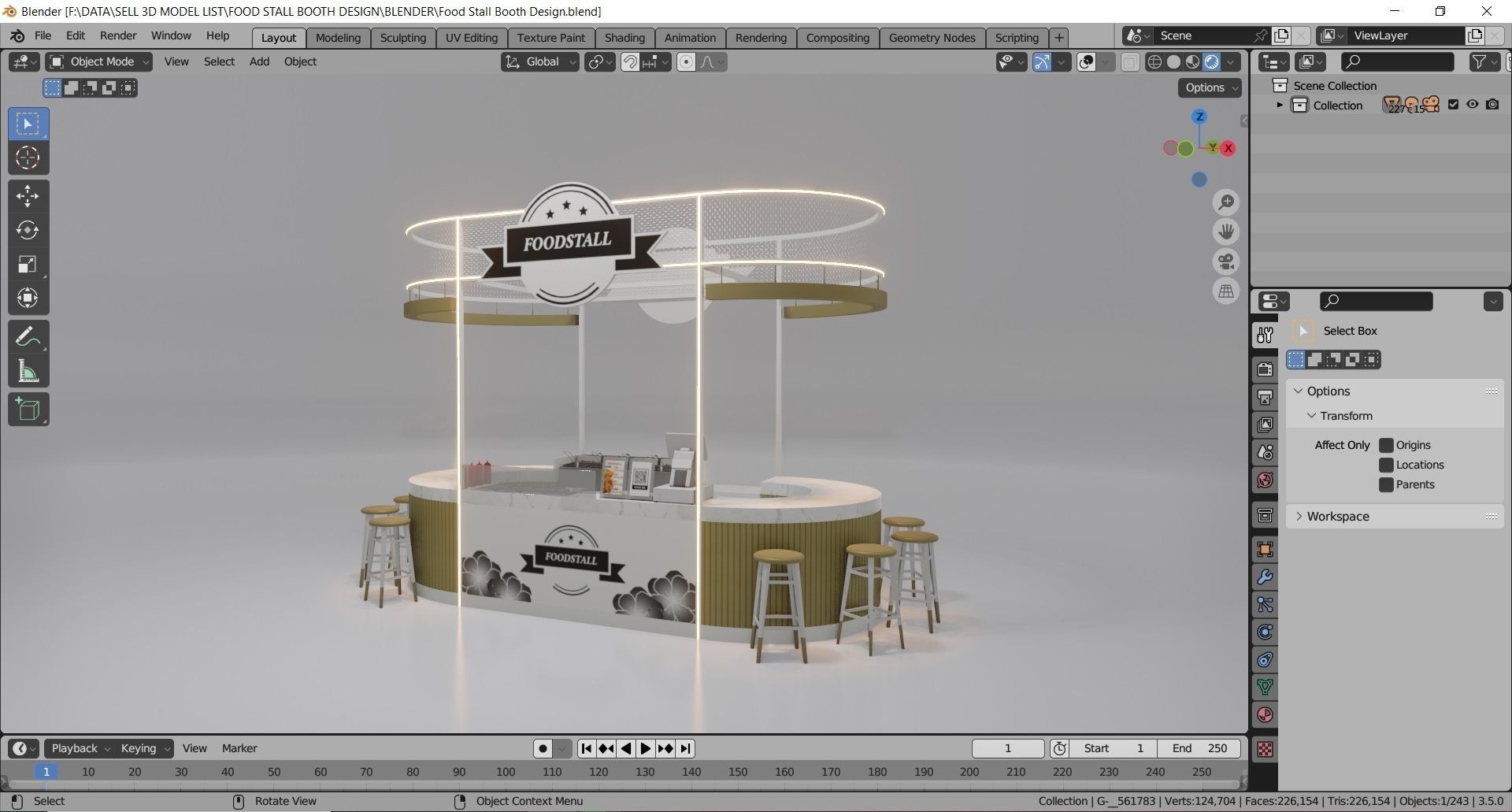 Food Stall Booth Design 3D model_6