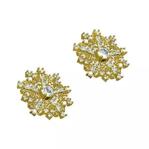 Diamond Flower Stud Earring