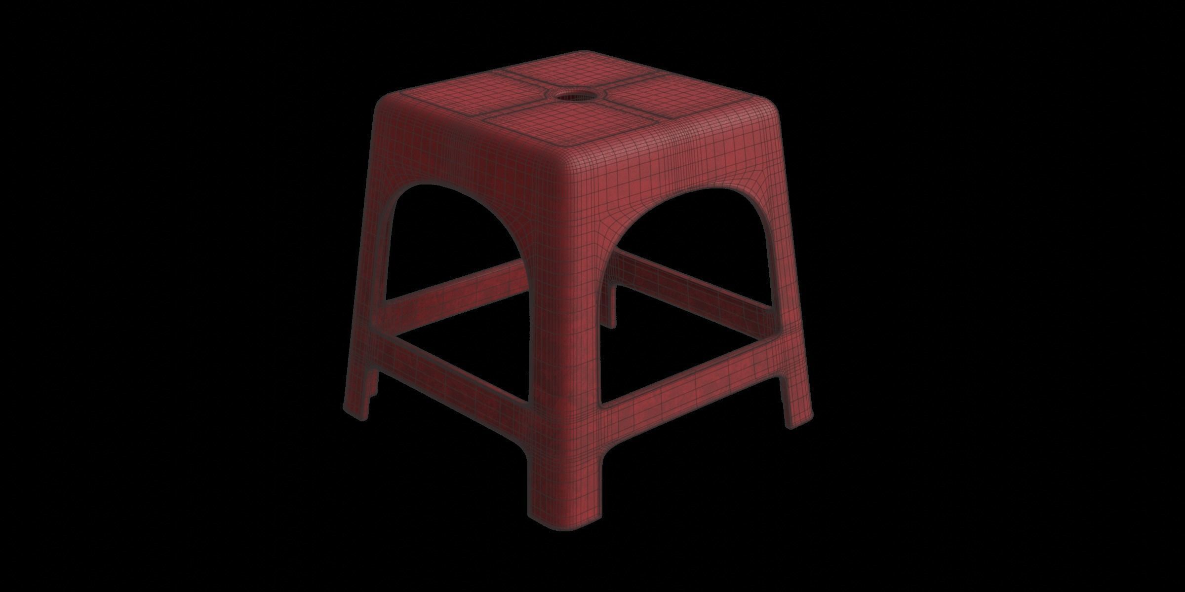 Dirty Plastic Chair Low-poly 3D model_2