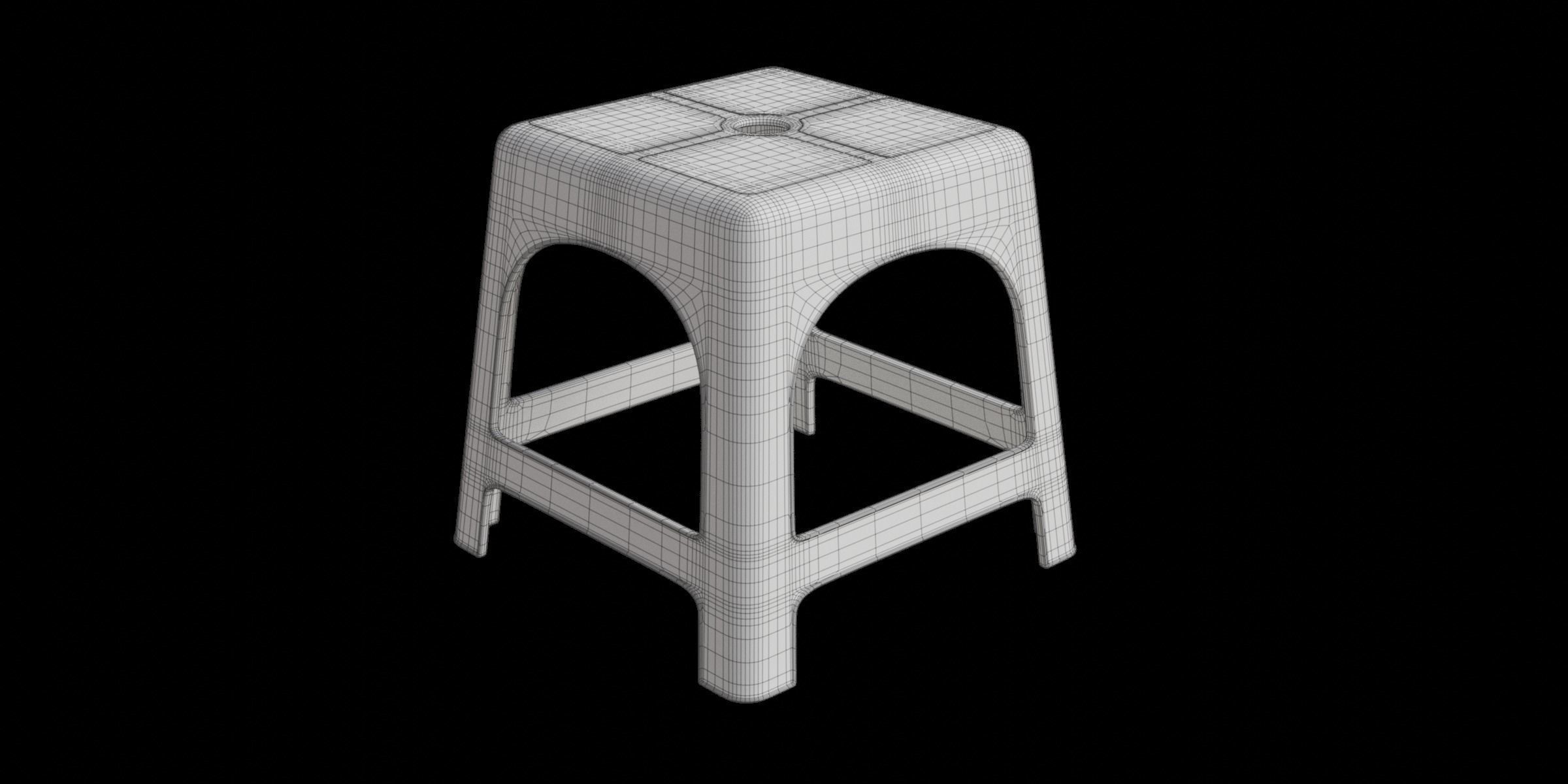 Dirty Plastic Chair Low-poly 3D model_1