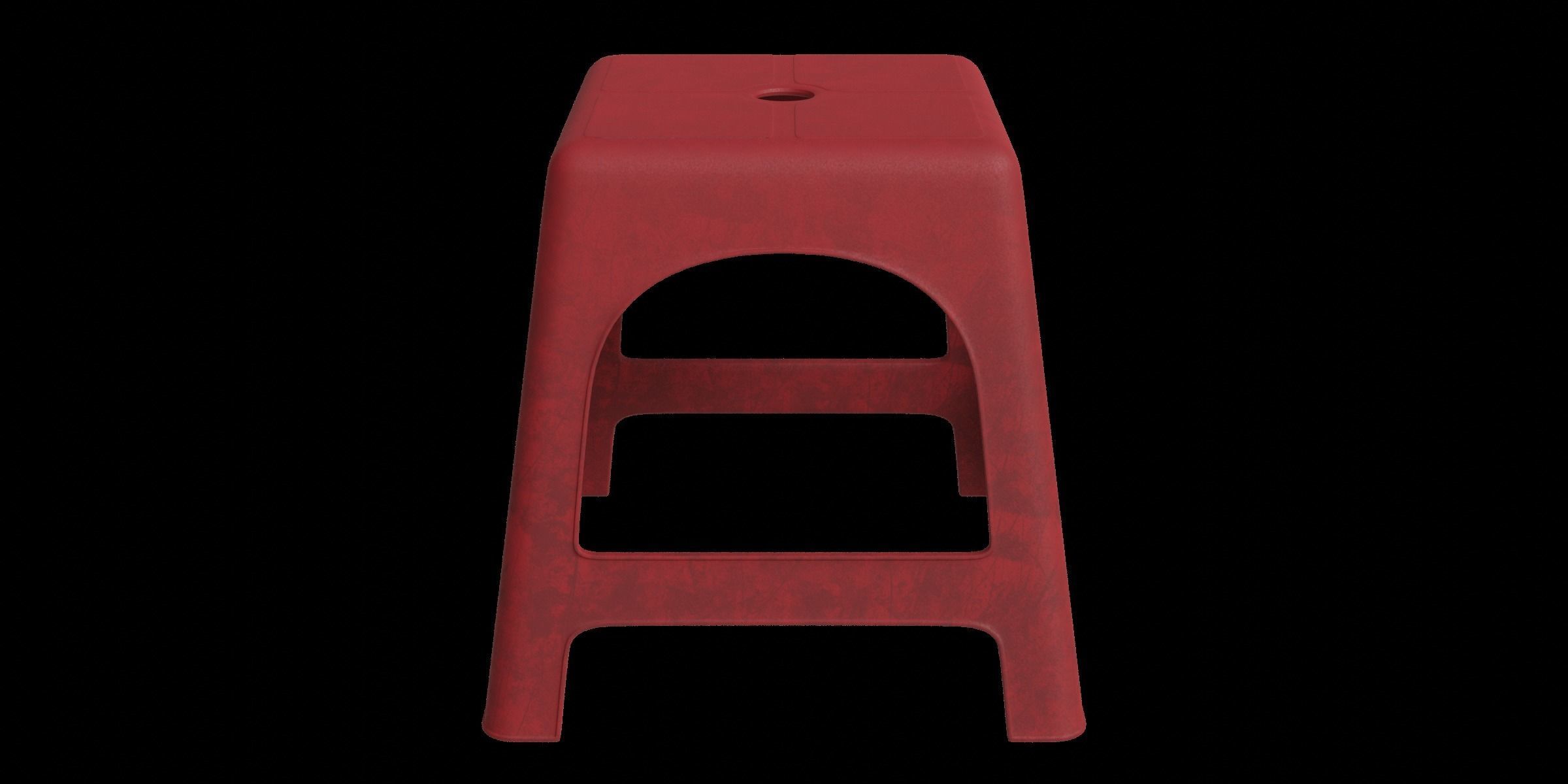 Dirty Plastic Chair Low-poly 3D model_10