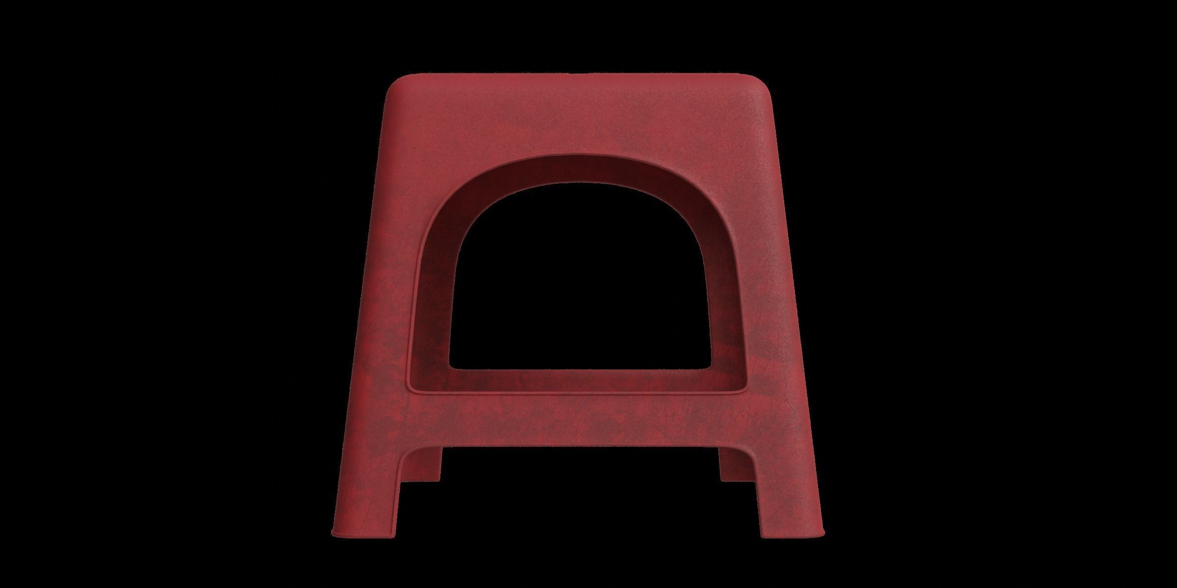 Dirty Plastic Chair Low-poly 3D model_3