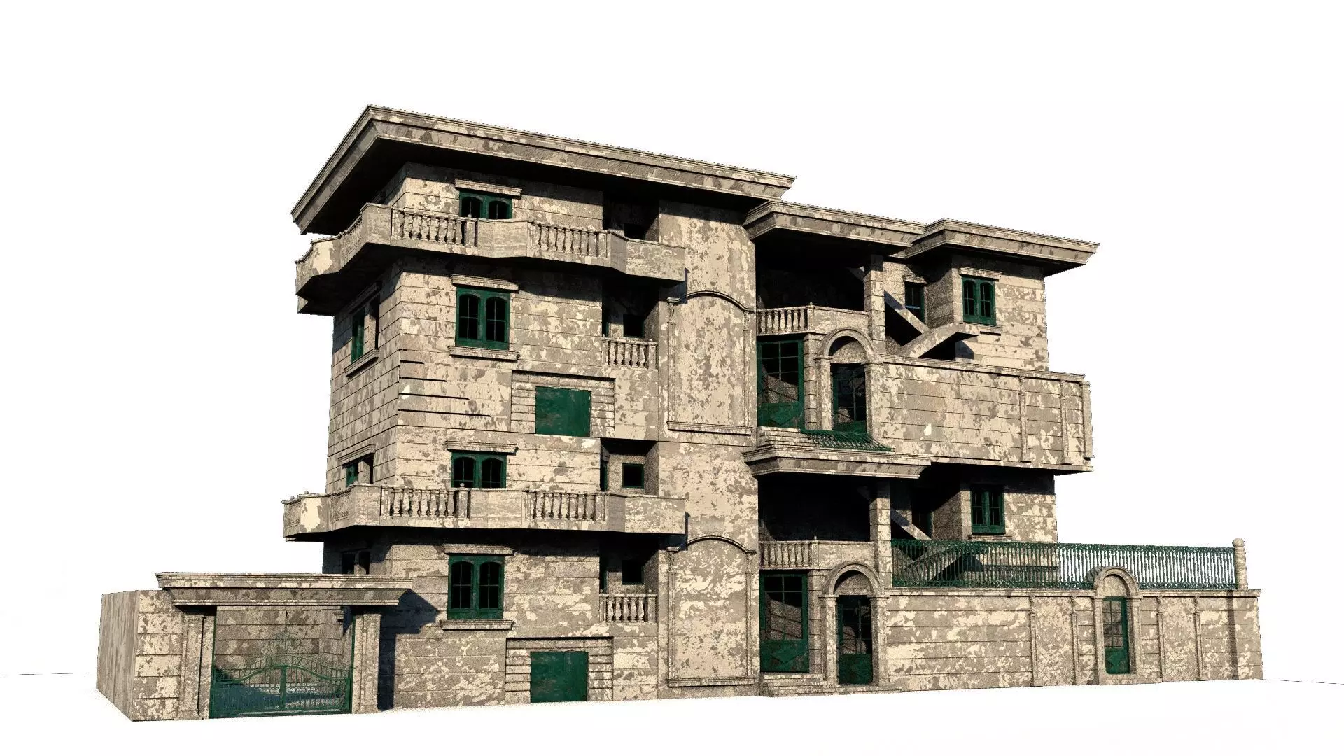 Detailed Abandoned House 3D model_0
