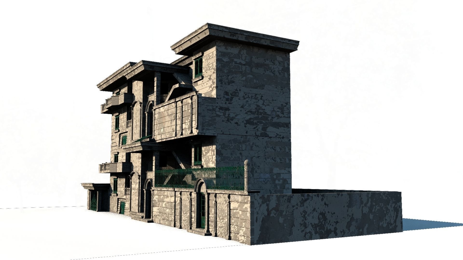 Detailed Abandoned House 3D model_3