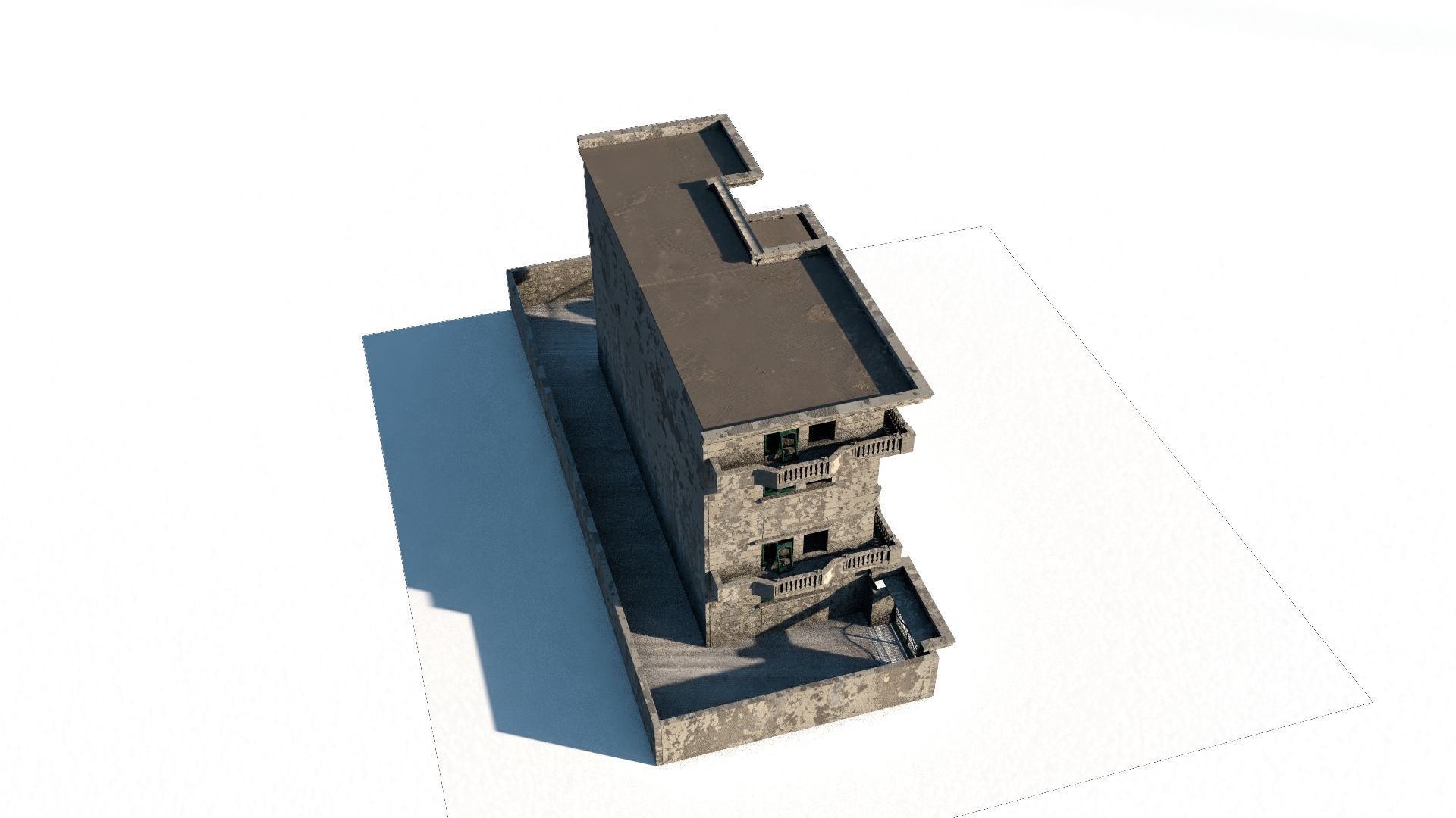 Detailed Abandoned House 3D model_6