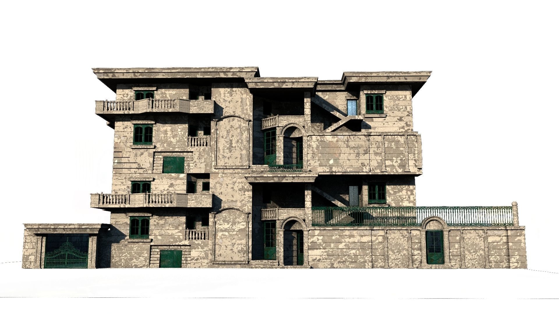 Detailed Abandoned House 3D model_1