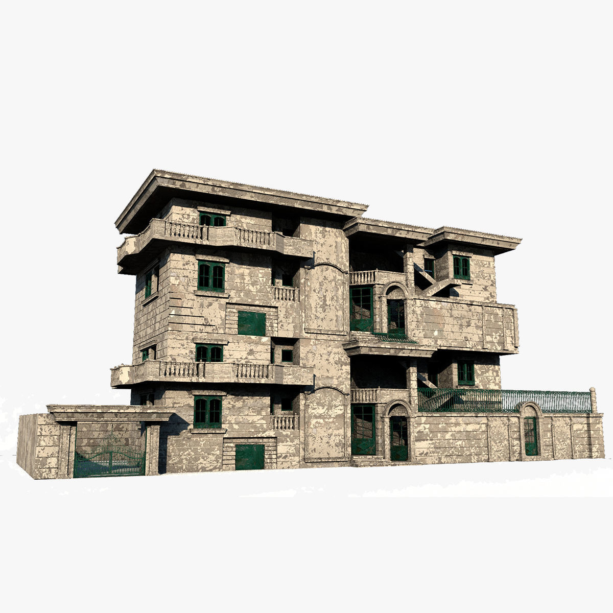 Detailed Abandoned House 3D model_11