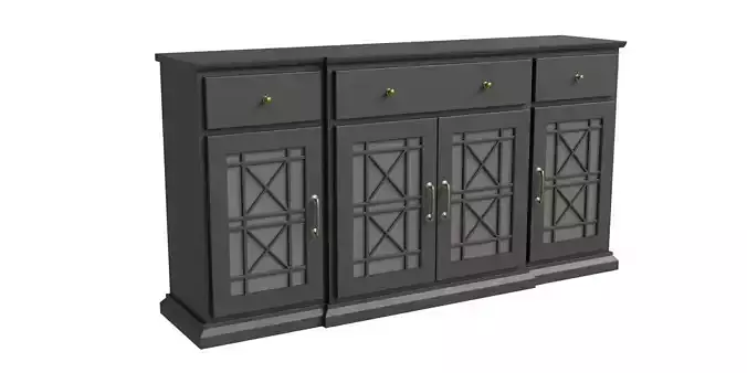 Transitional Fretwork 4 Door With 3 Drawers Sideboard