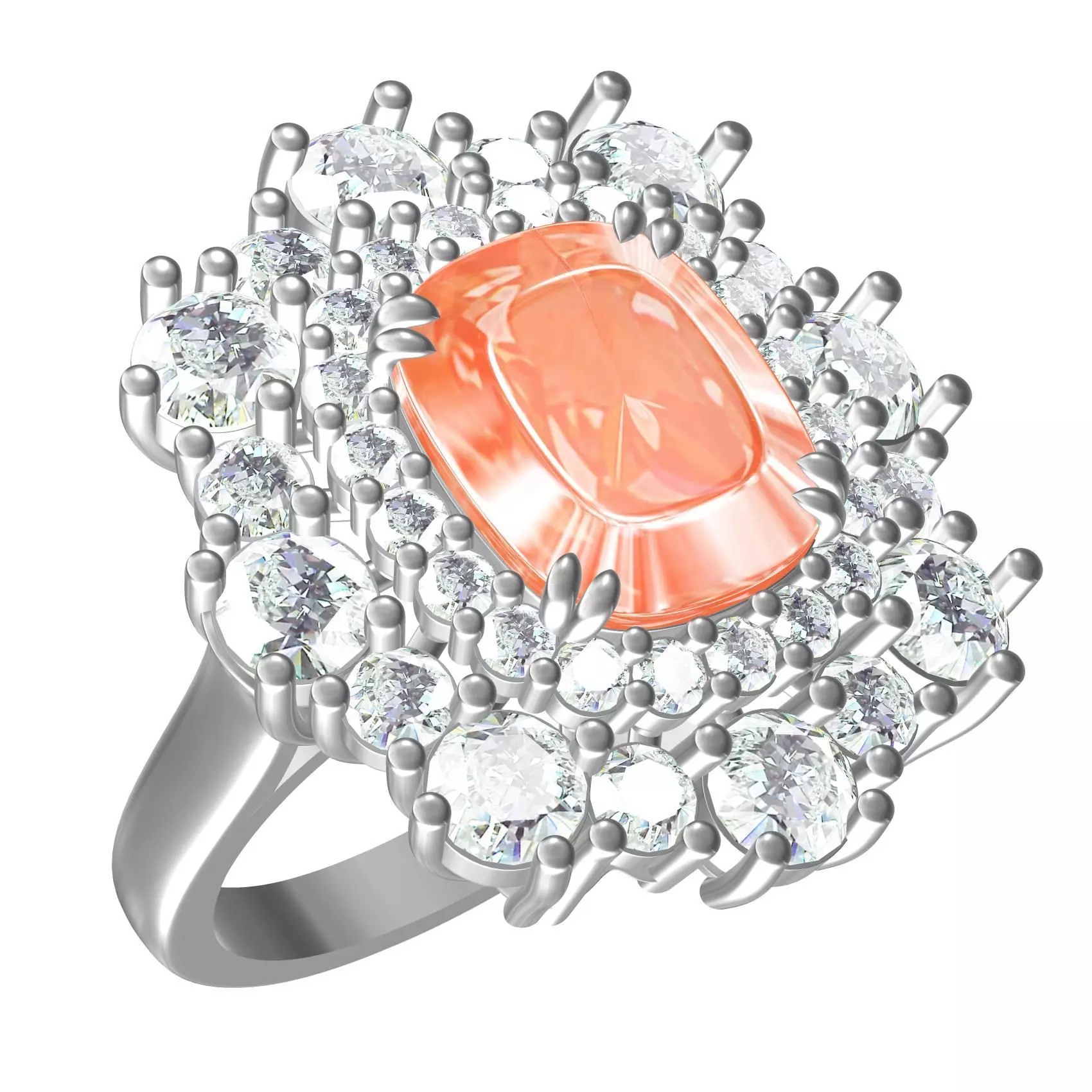 Antique Diamond Flower Vintage Ring 3D print model