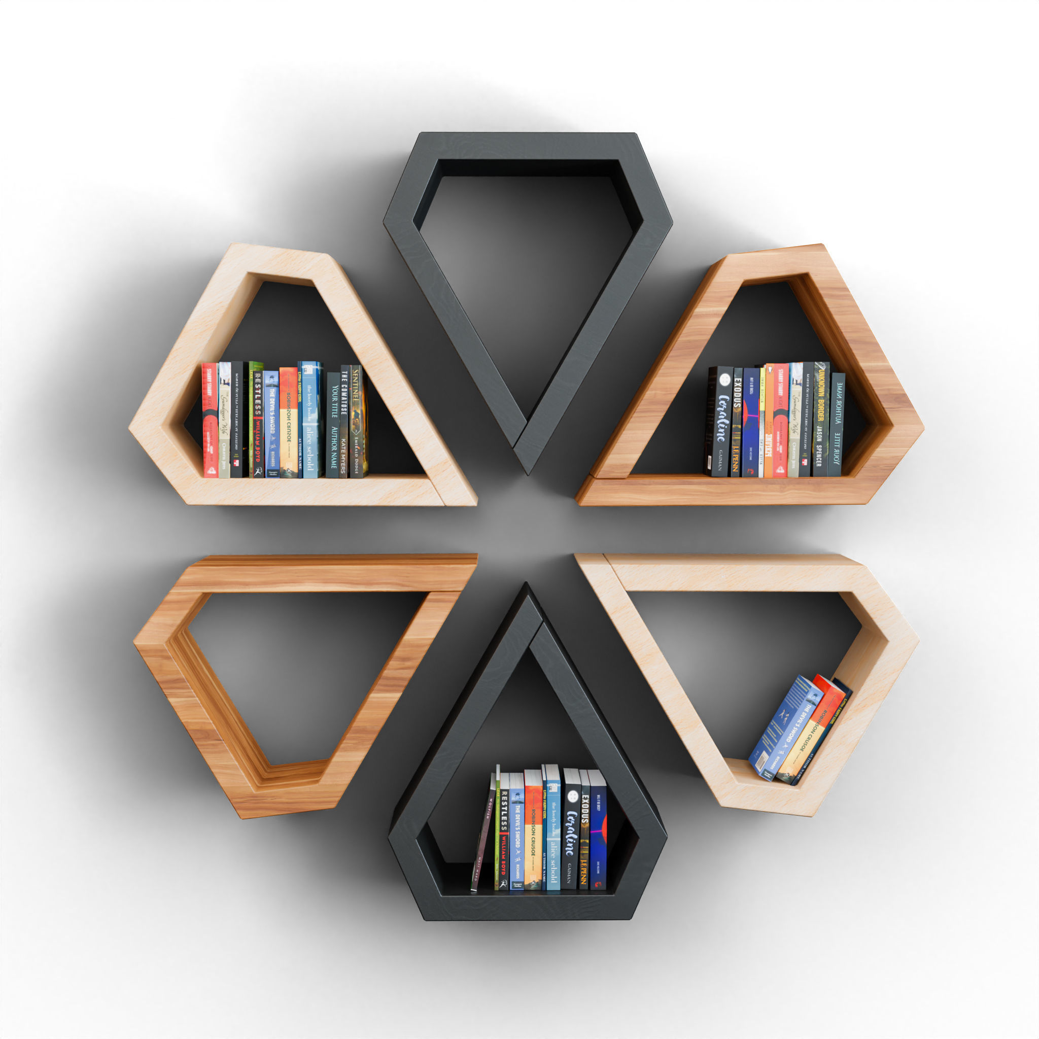 Tree Book Shelf Low-poly 3D model_2
