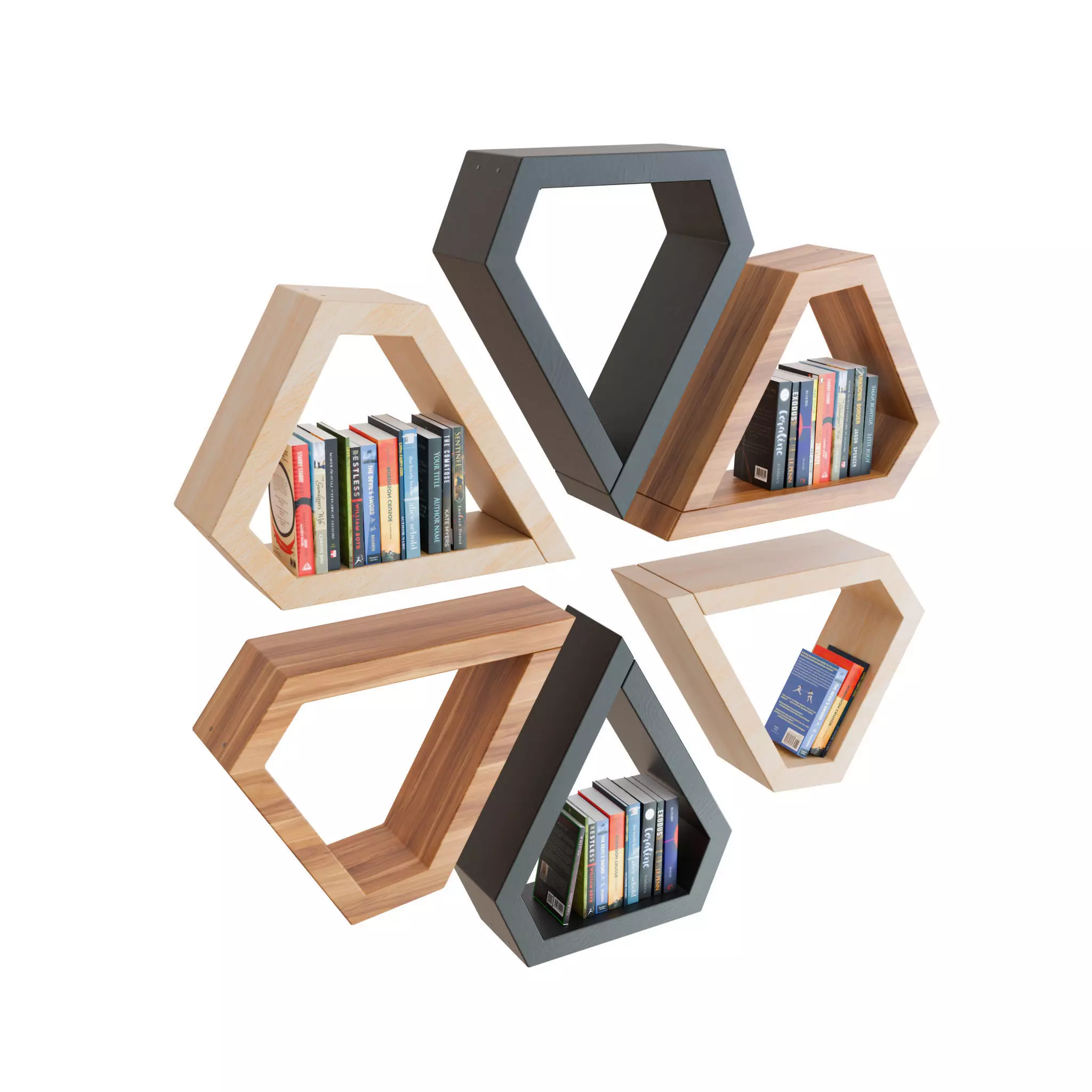 Tree Book Shelf Low-poly 3D model_0