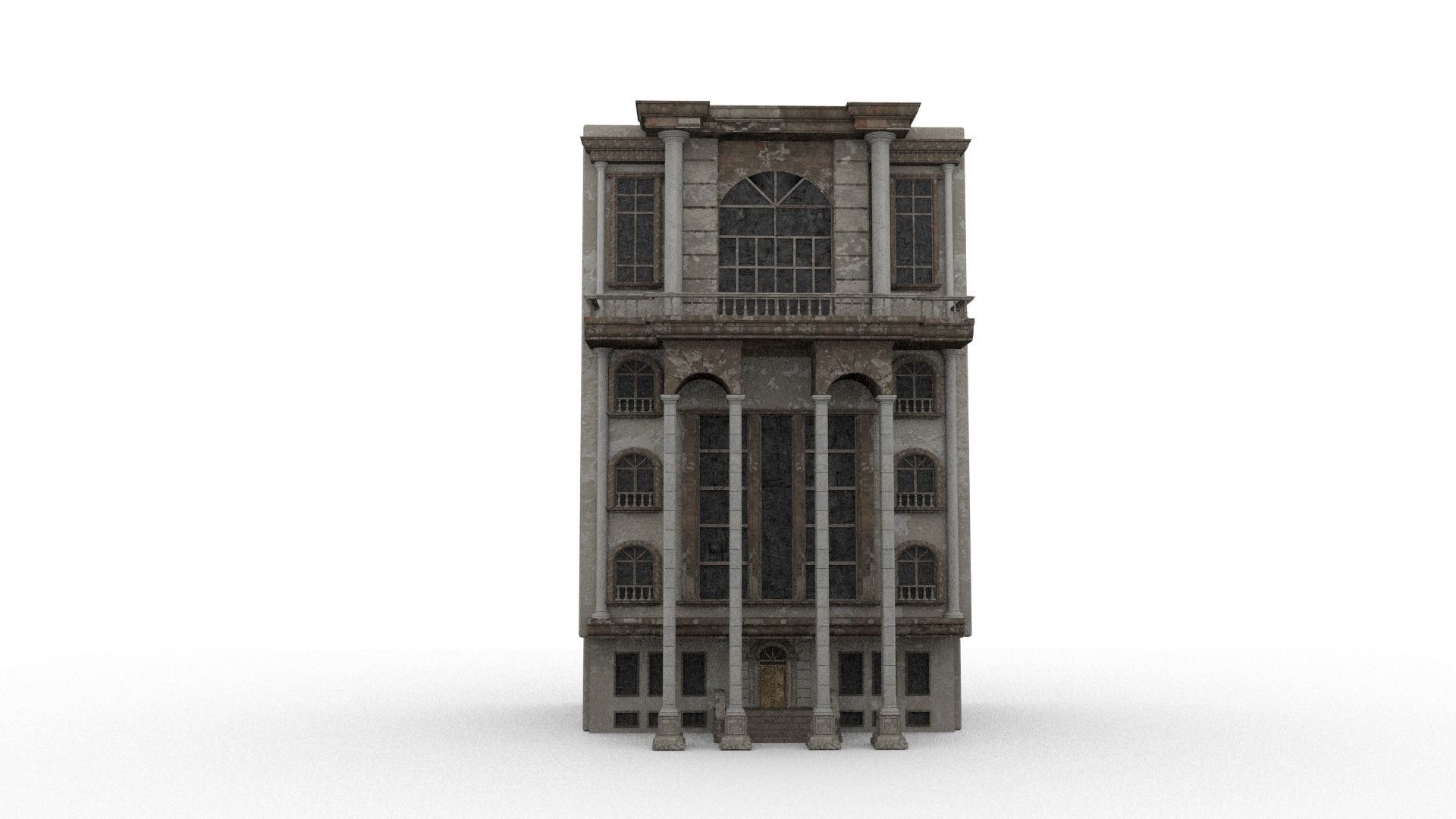 Detailed Ruined House 3D model_1