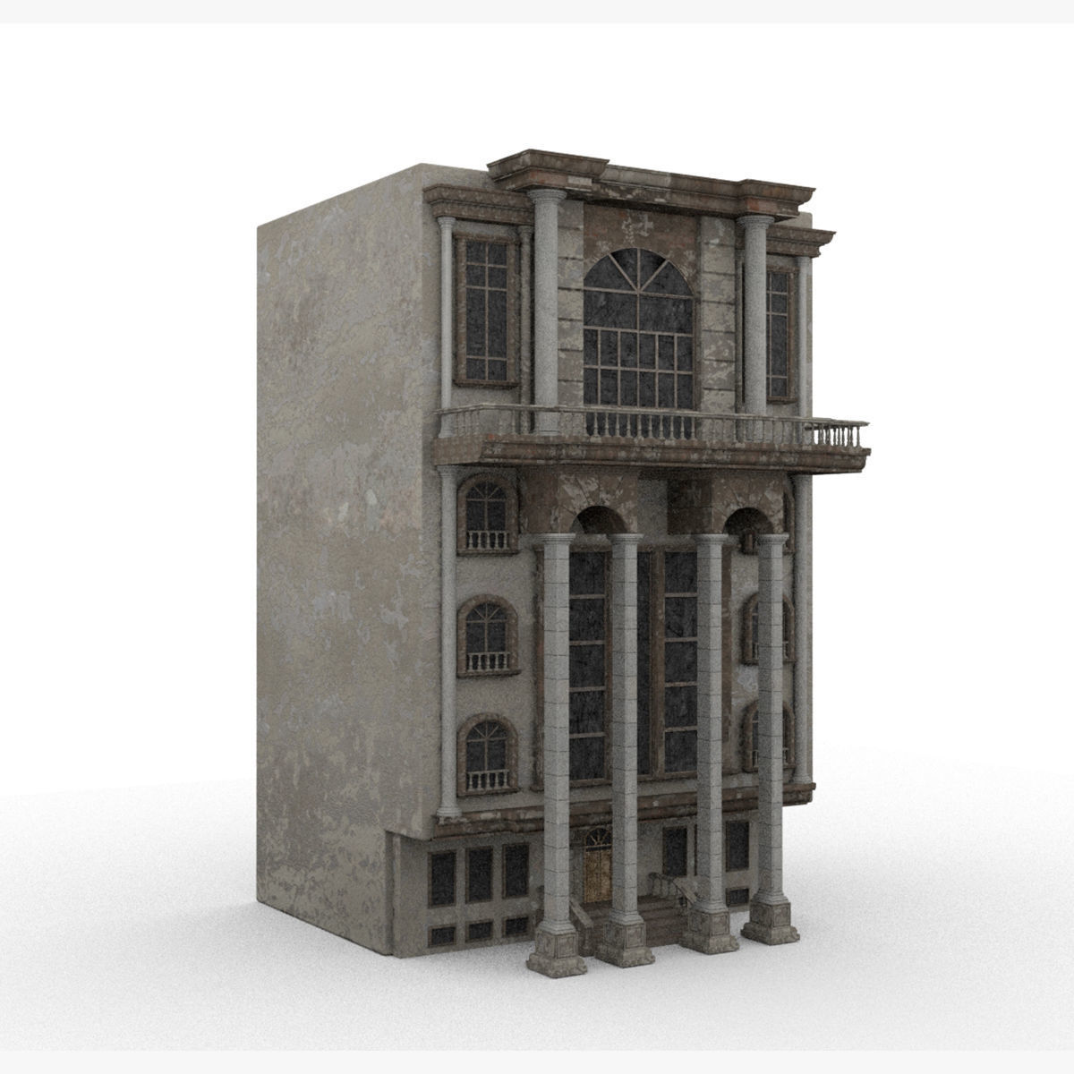 Detailed Ruined House 3D model_9