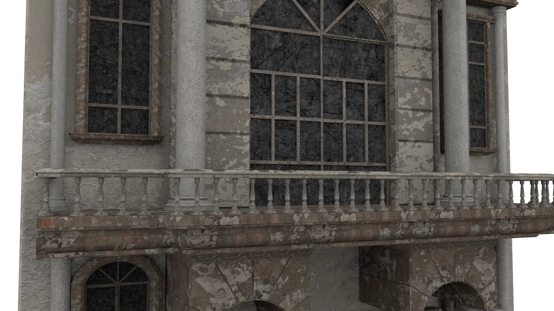 Detailed Ruined House 3D model_5