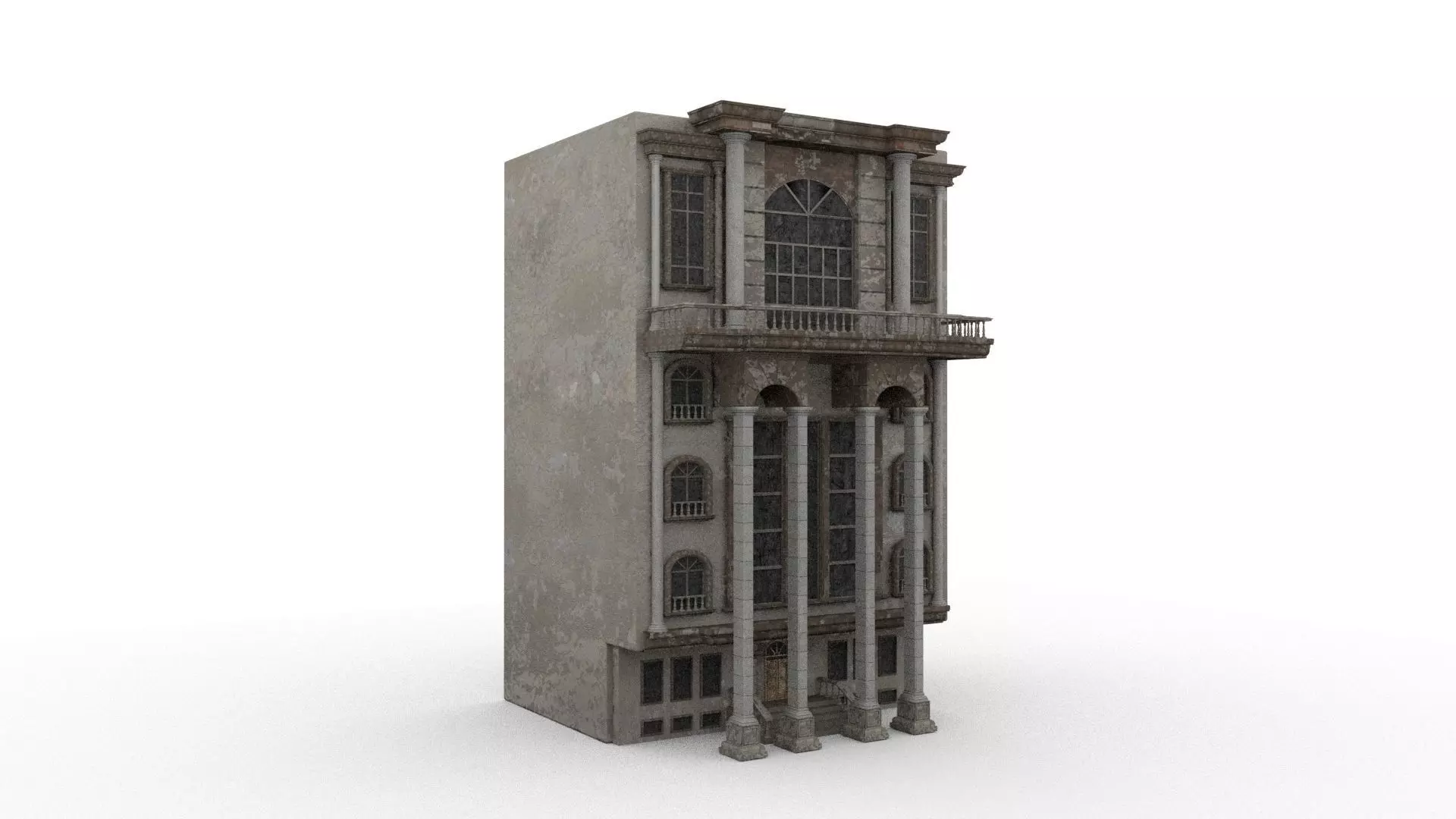 Detailed Ruined House 3D model_0