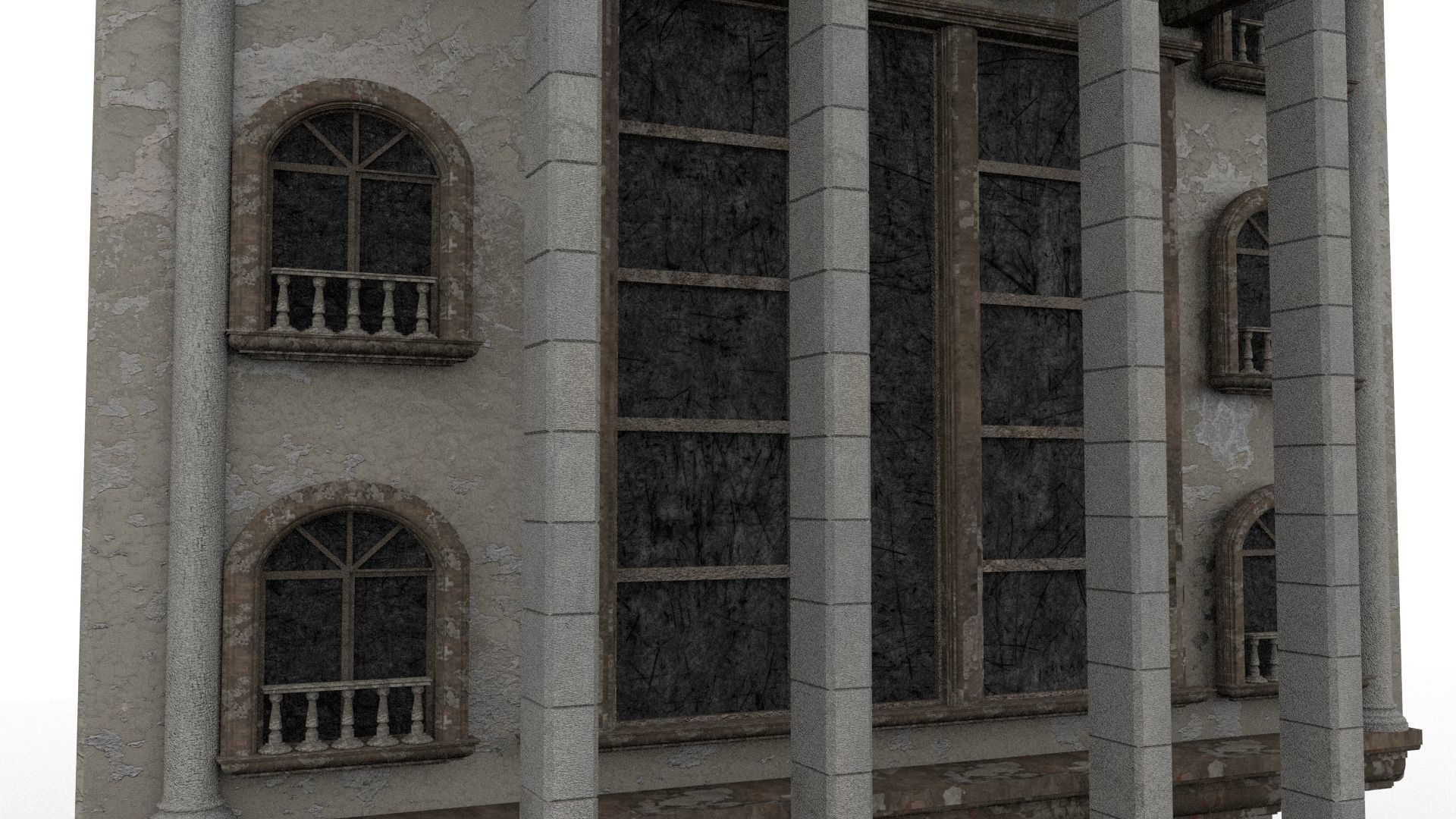 Detailed Ruined House 3D model_6