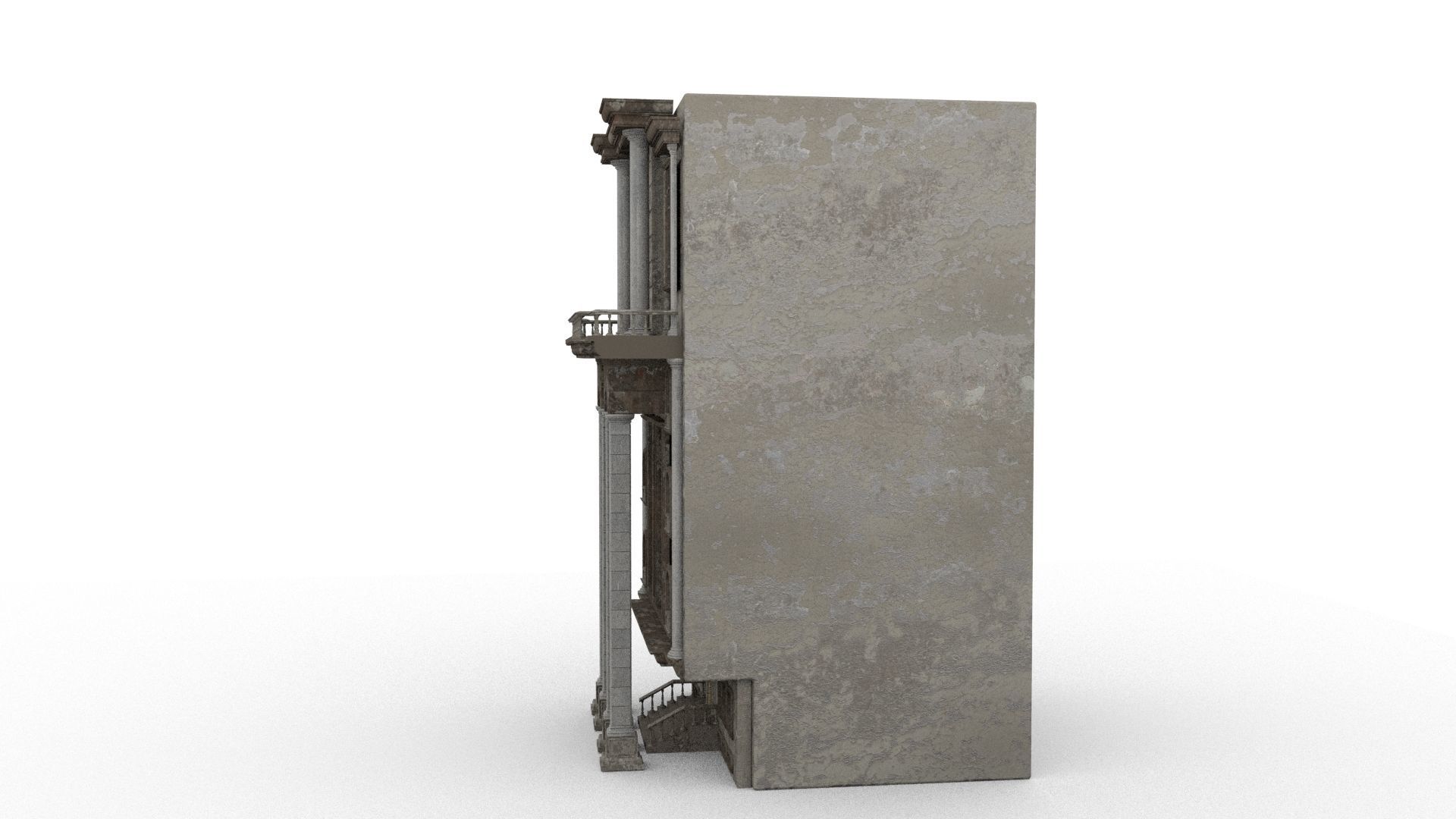 Detailed Ruined House 3D model_2