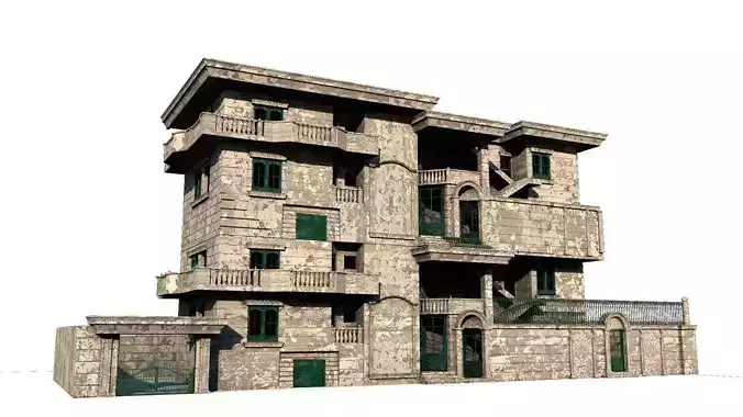 Detailed Abandoned House 3D model