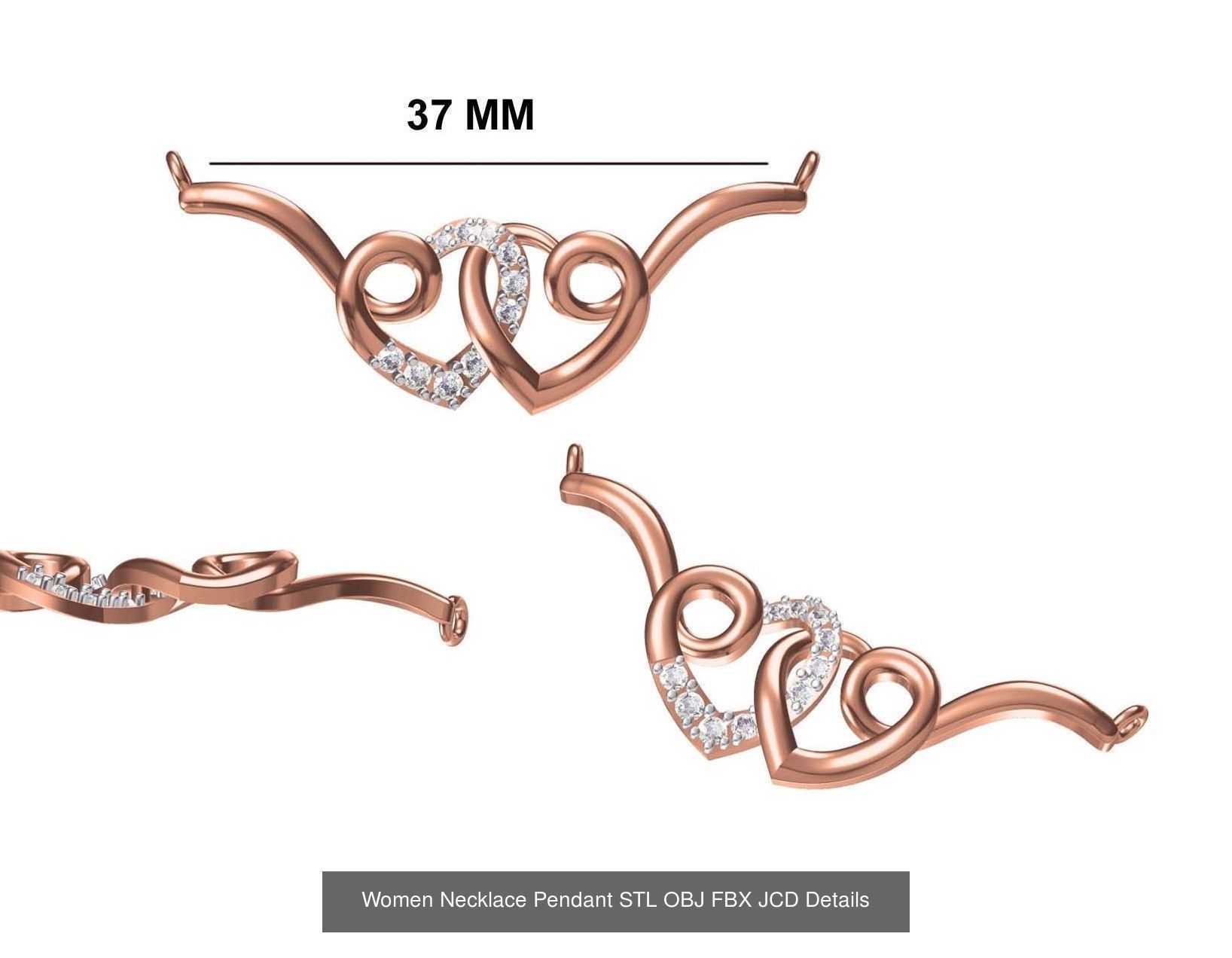 16 Women Necklace Pendant STL OBJ FBX JCD Details Collection _12