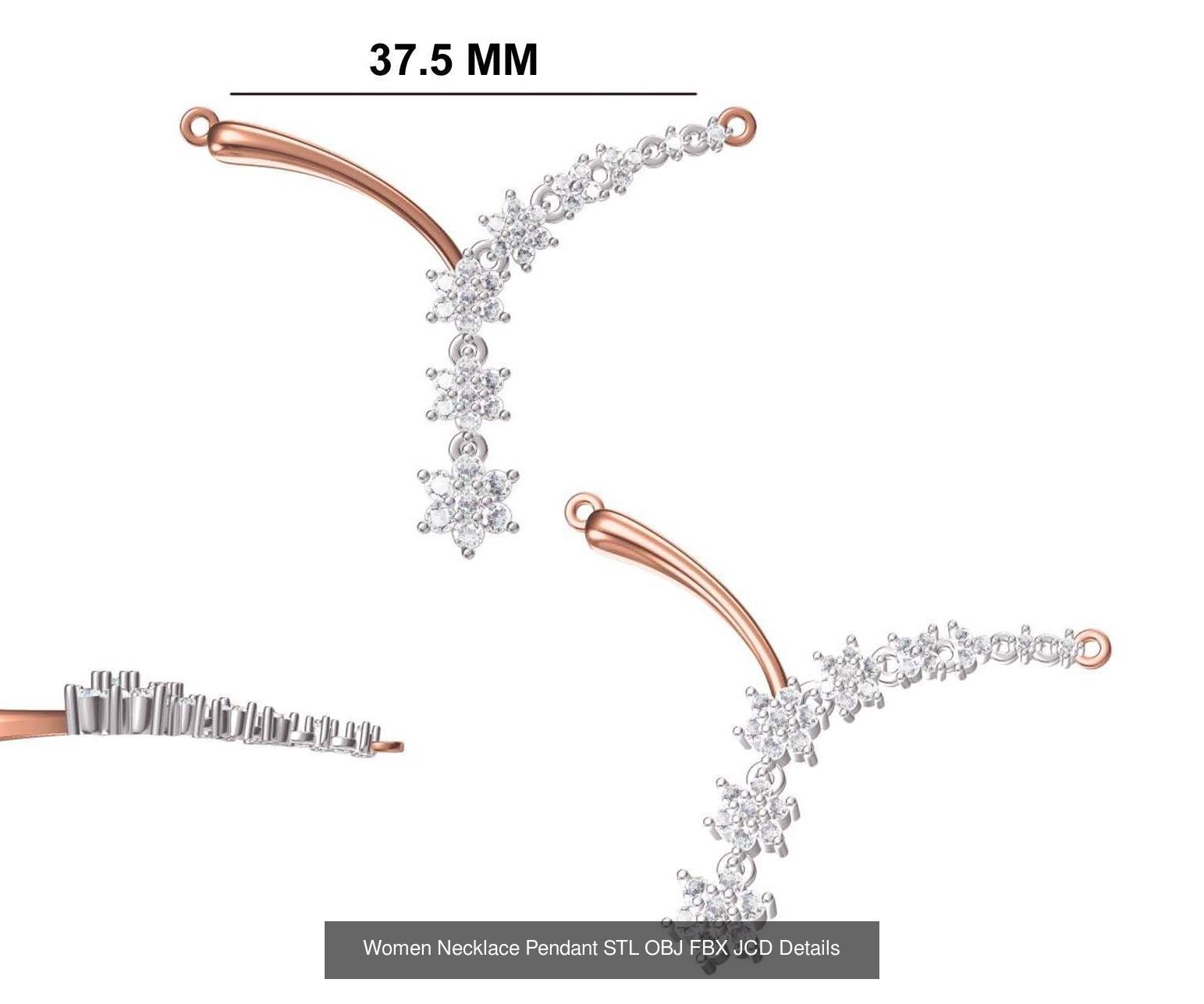 16 Women Necklace Pendant STL OBJ FBX JCD Details Collection _13