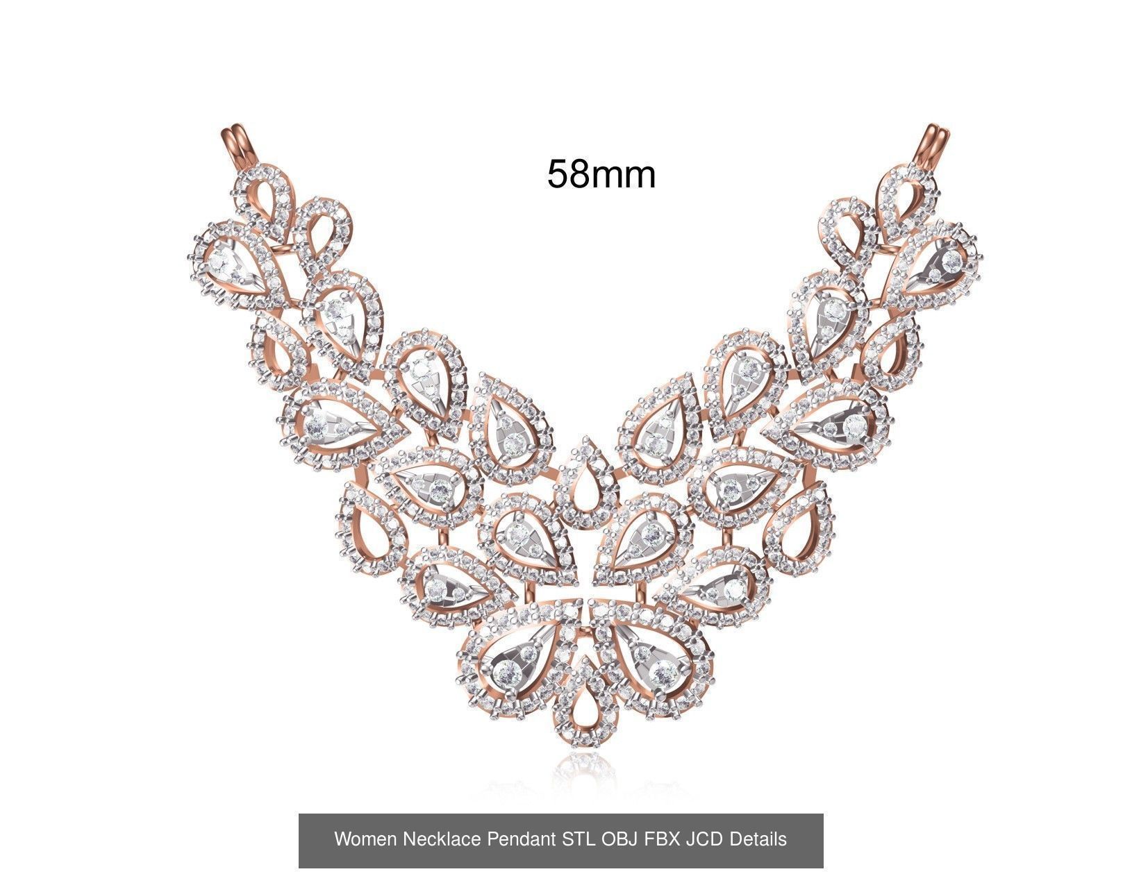 16 Women Necklace Pendant STL OBJ FBX JCD Details Collection _2