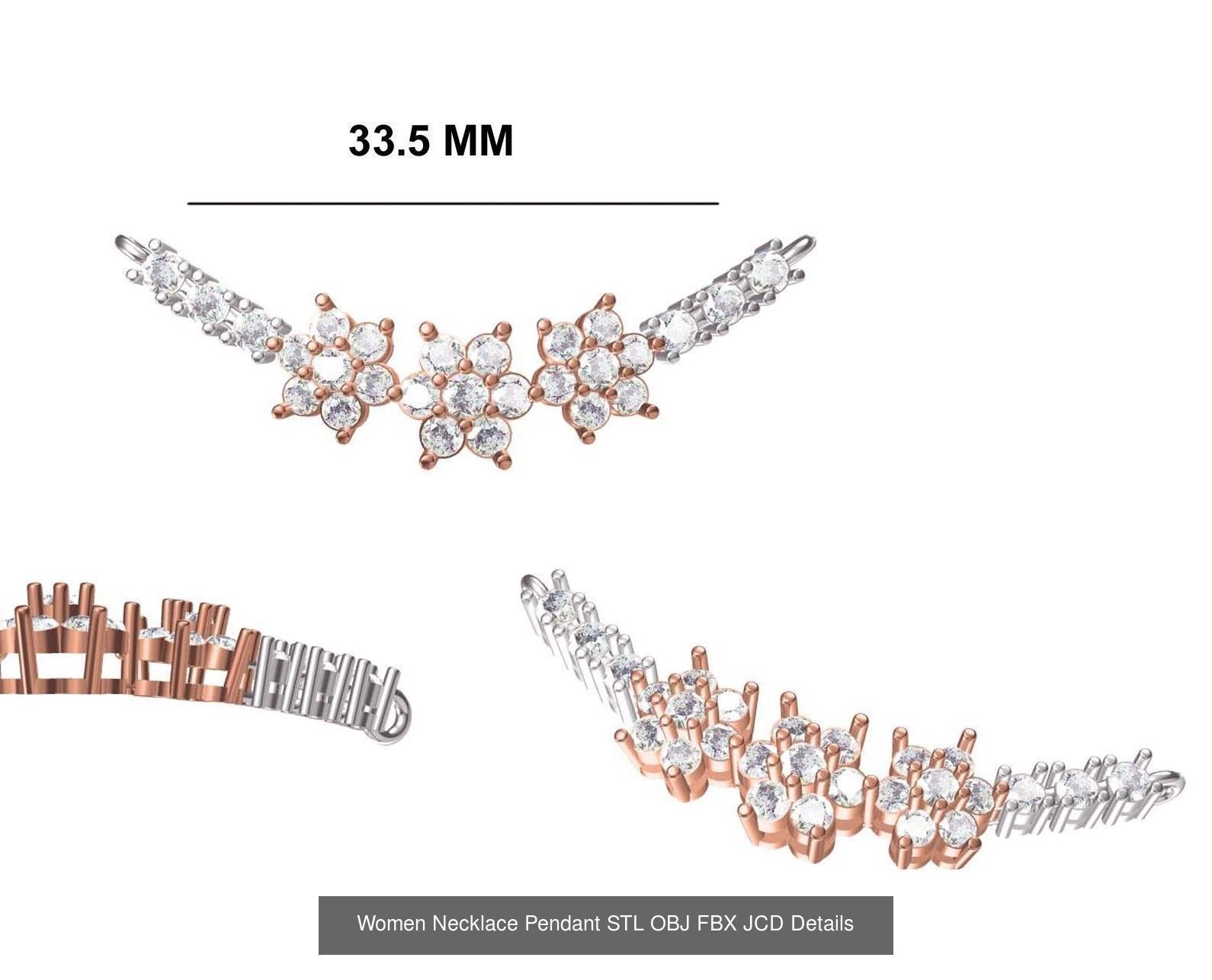 16 Women Necklace Pendant STL OBJ FBX JCD Details Collection _7