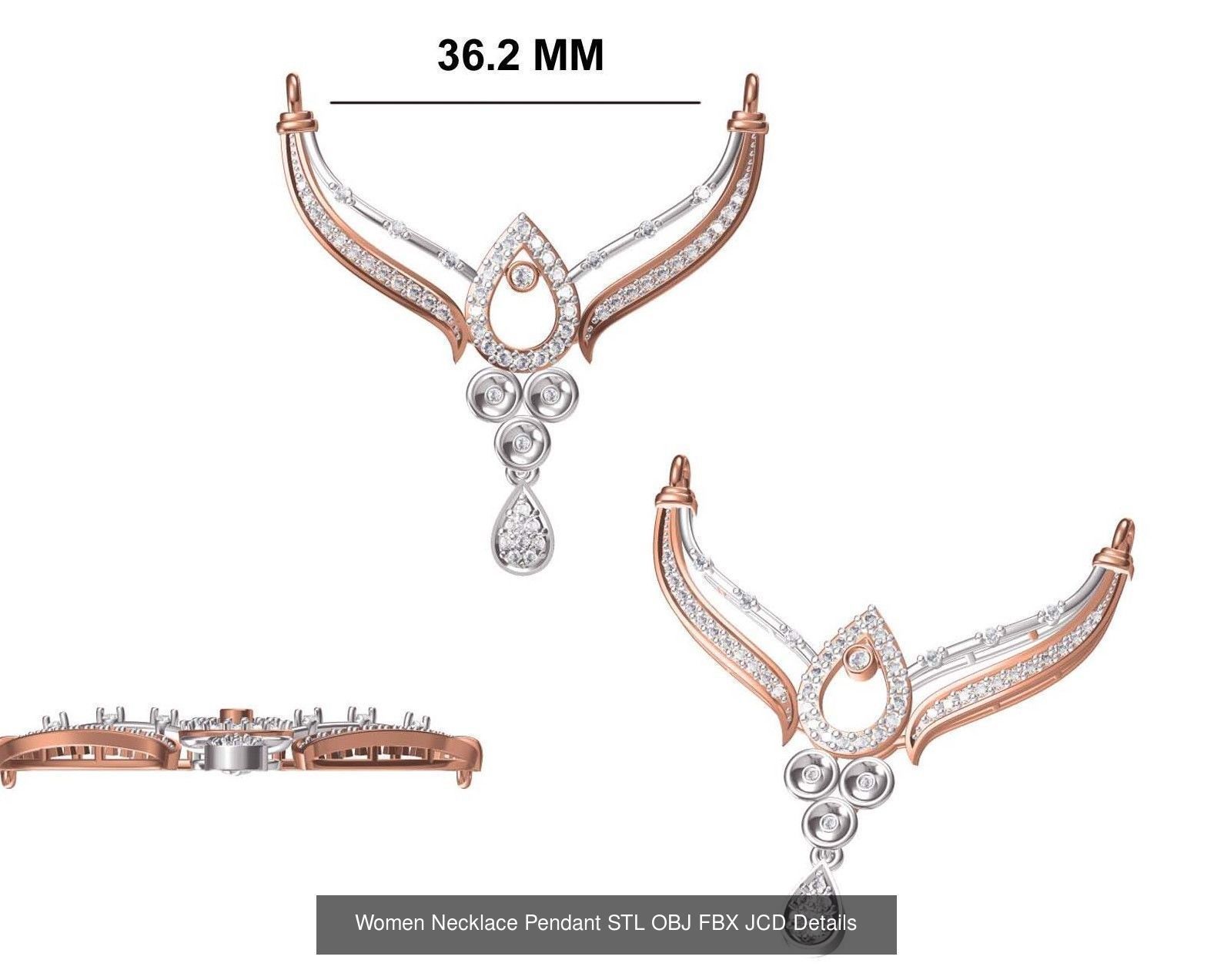 16 Women Necklace Pendant STL OBJ FBX JCD Details Collection _11