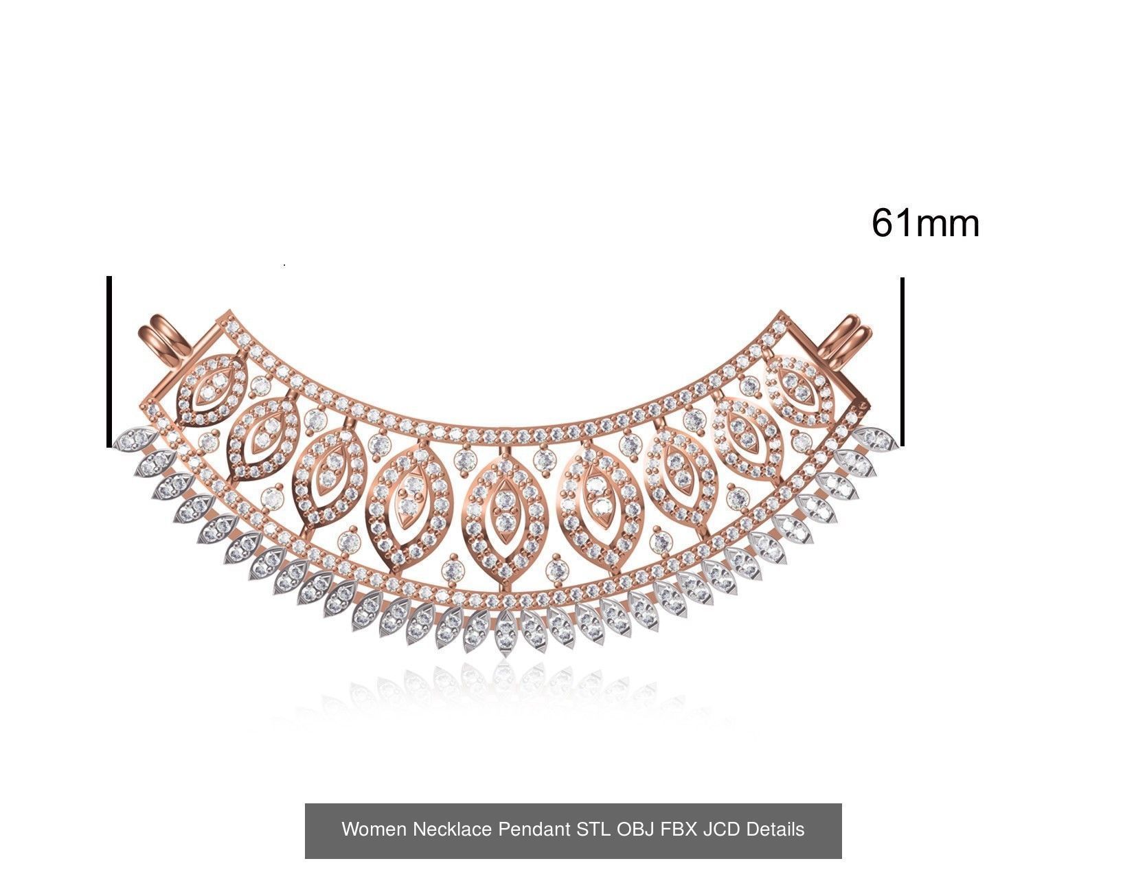 16 Women Necklace Pendant STL OBJ FBX JCD Details Collection _3