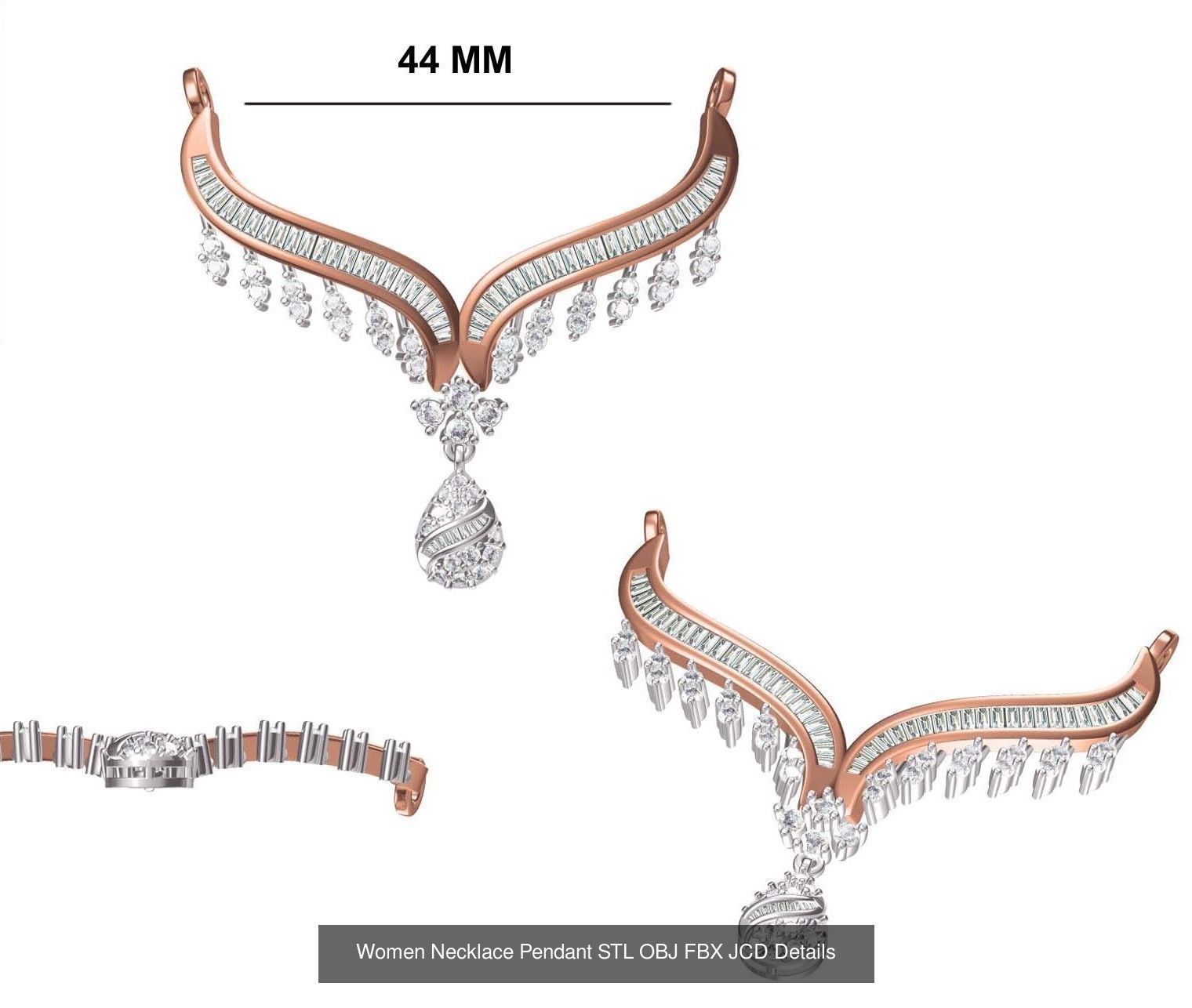 16 Women Necklace Pendant STL OBJ FBX JCD Details Collection _16