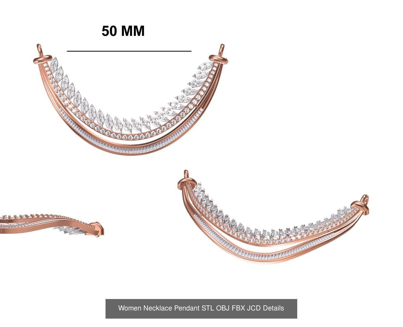 16 Women Necklace Pendant STL OBJ FBX JCD Details Collection _4