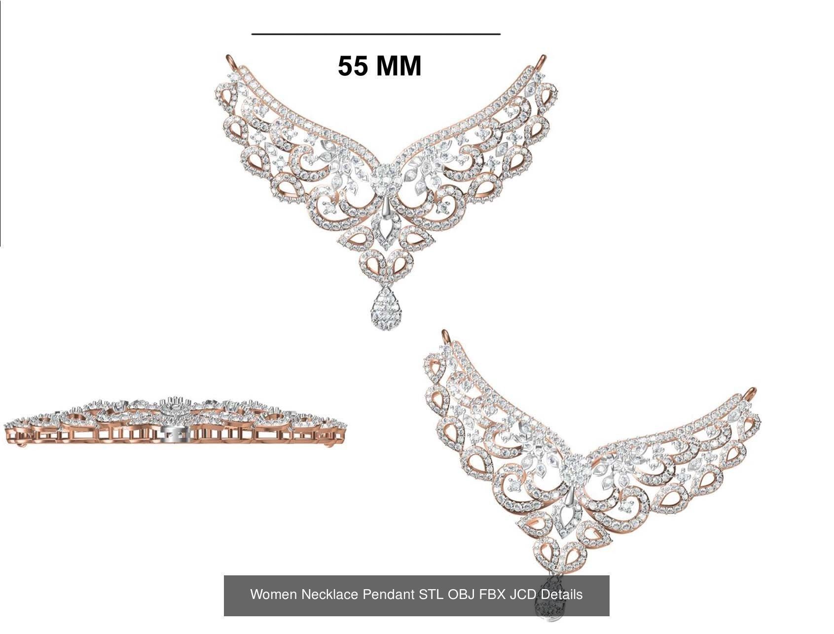 16 Women Necklace Pendant STL OBJ FBX JCD Details Collection _8