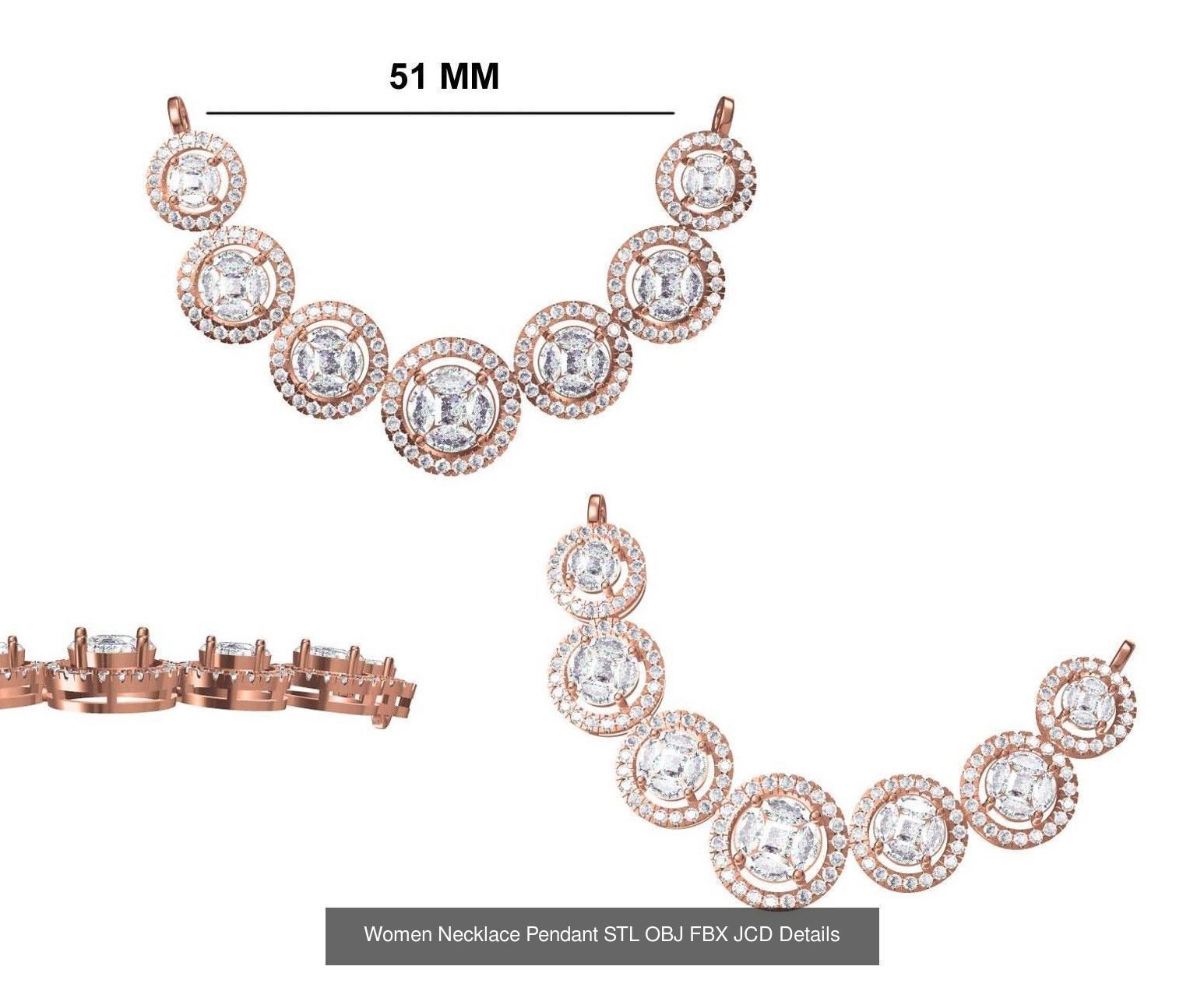 16 Women Necklace Pendant STL OBJ FBX JCD Details Collection _15