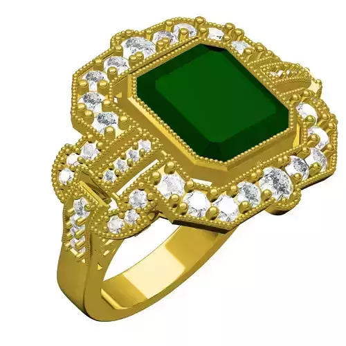 Green Emerald Womens Cocktail Ring