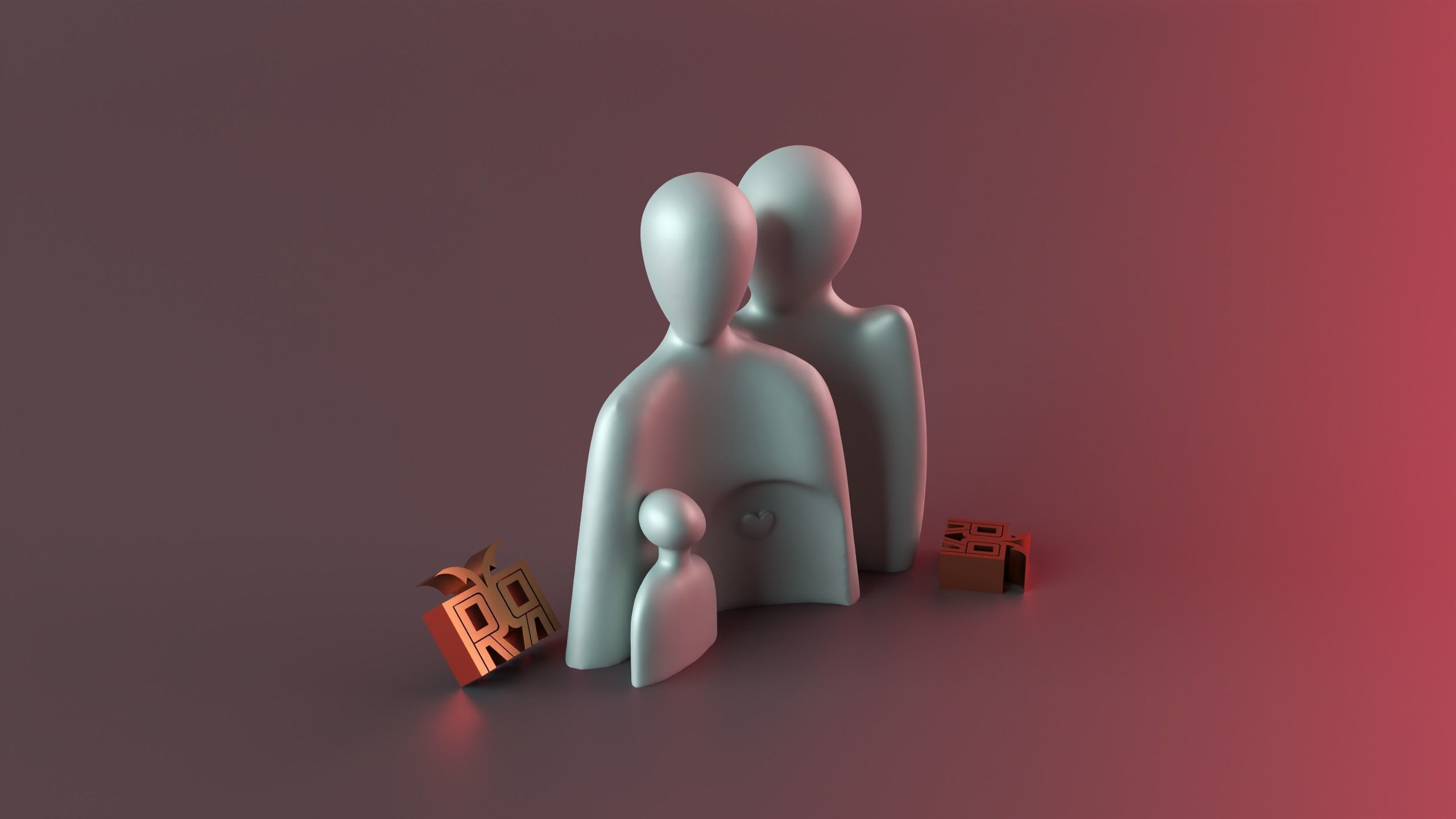 The warm embrace of the family of three 3D print model_10