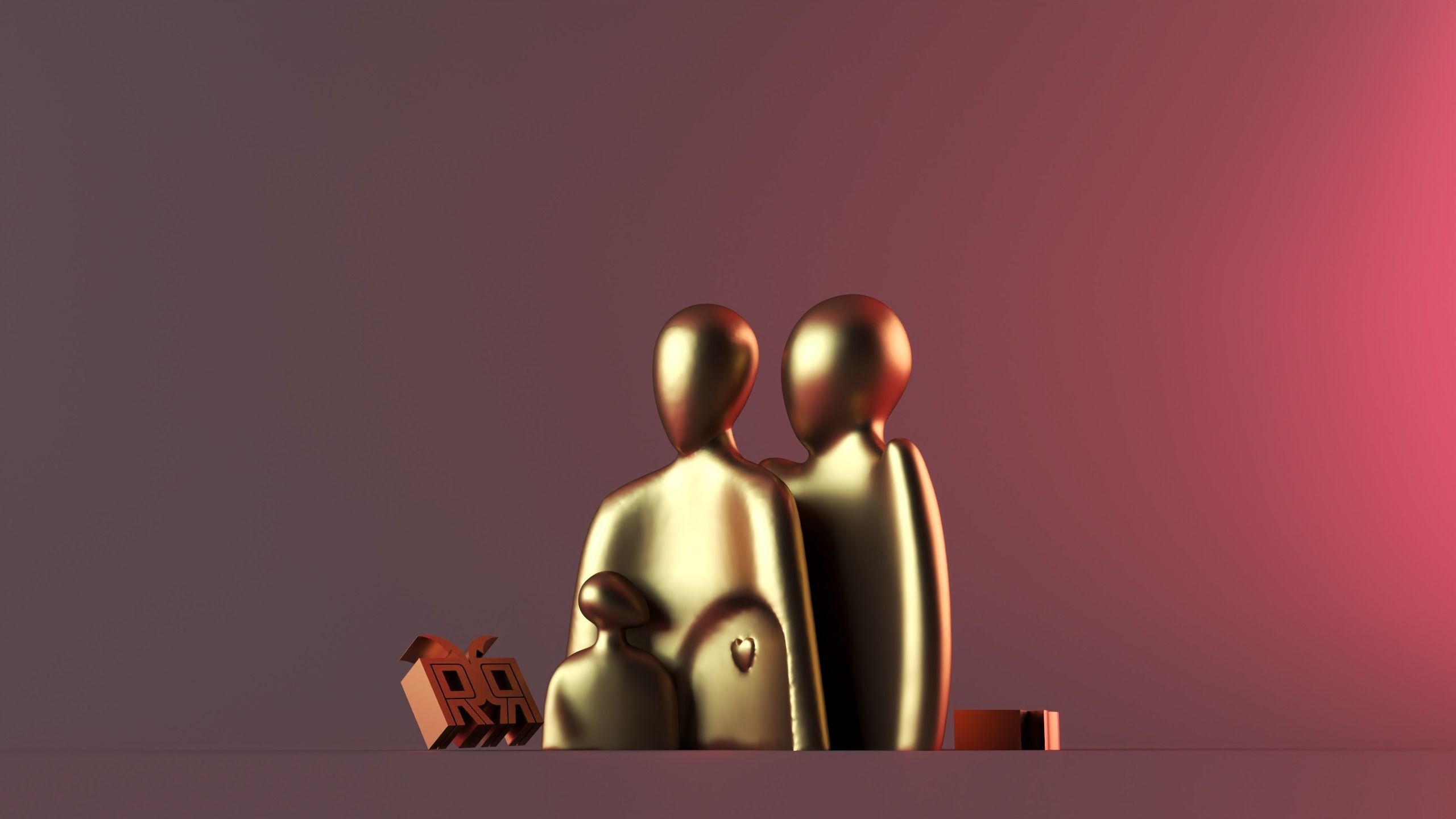 The warm embrace of the family of three 3D print model_16