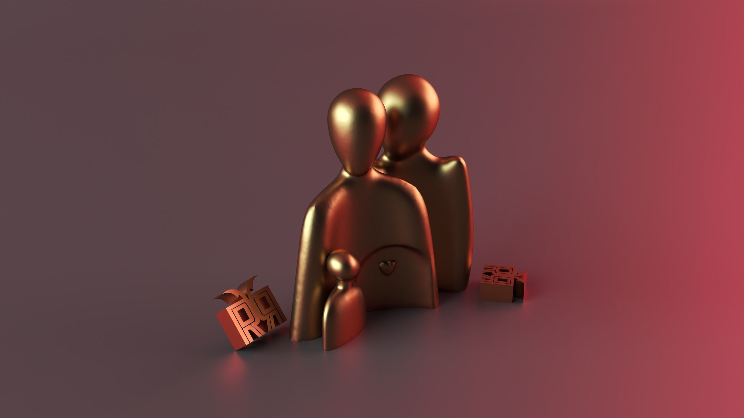 The warm embrace of the family of three 3D print model_1