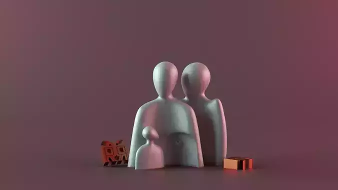 The warm embrace of the family of three 3D print model