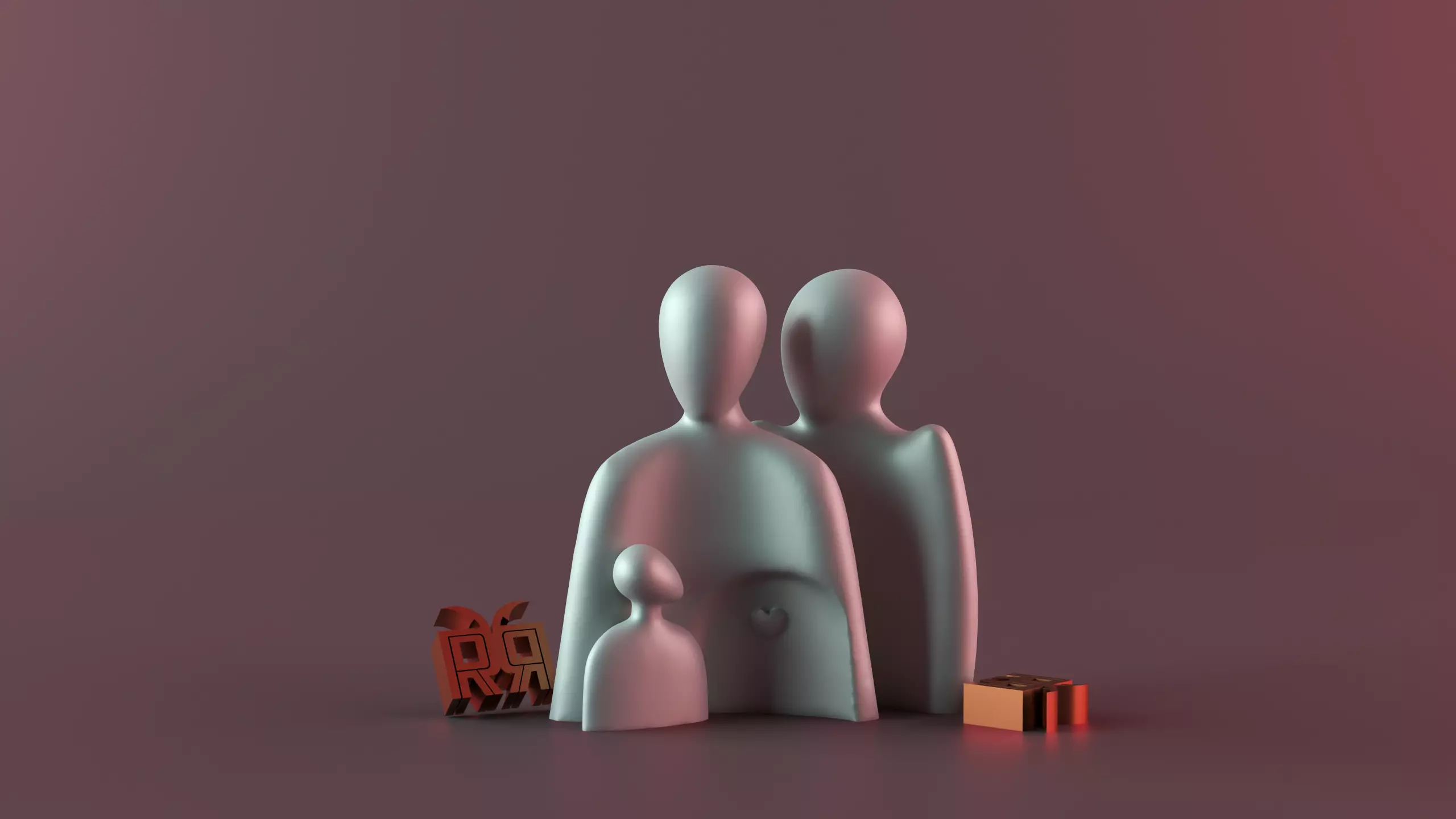 The warm embrace of the family of three 3D print model_0