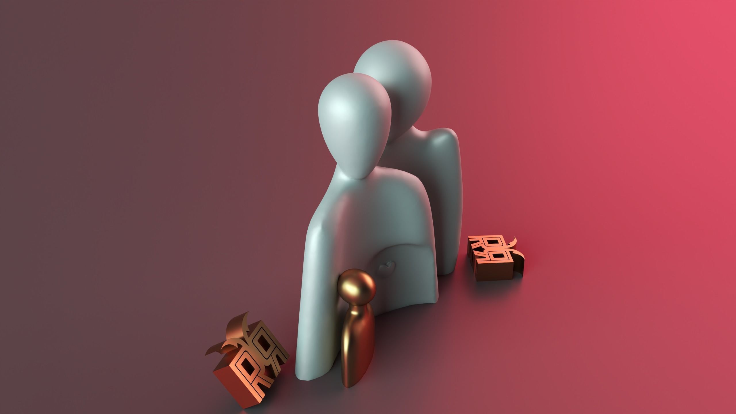 The warm embrace of the family of three 3D print model_3