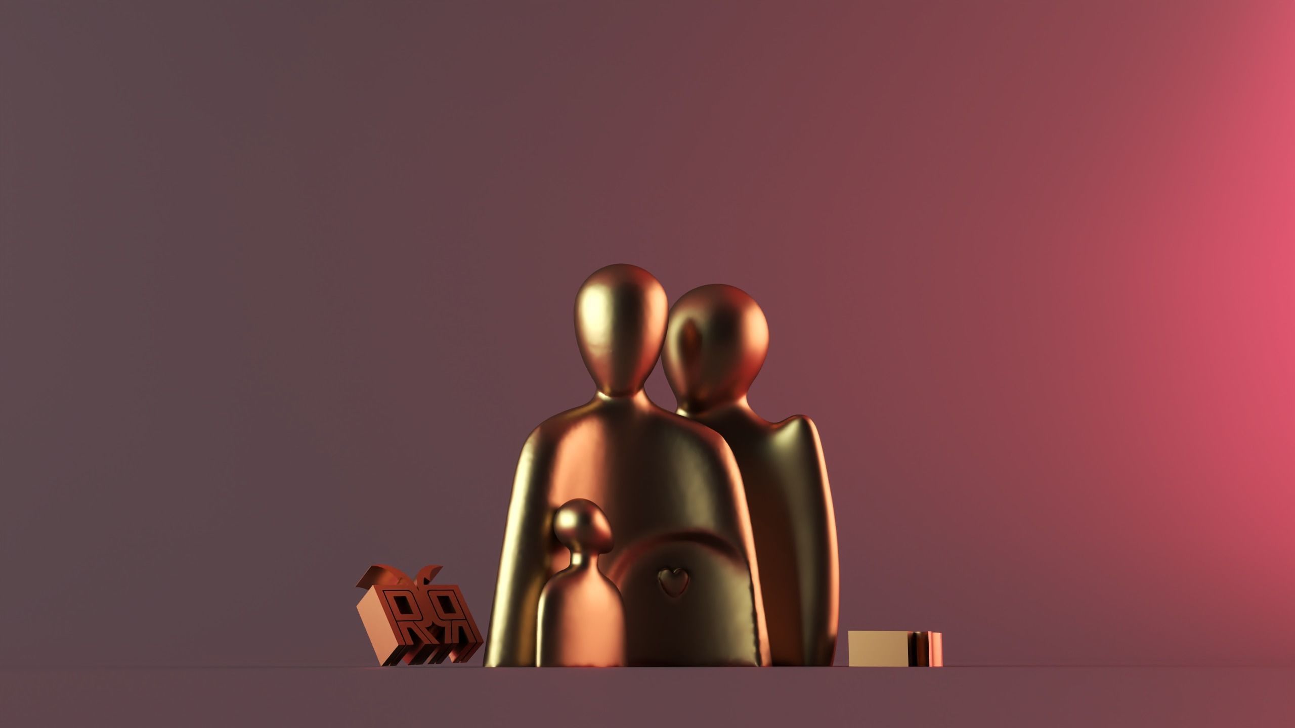 The warm embrace of the family of three 3D print model_12