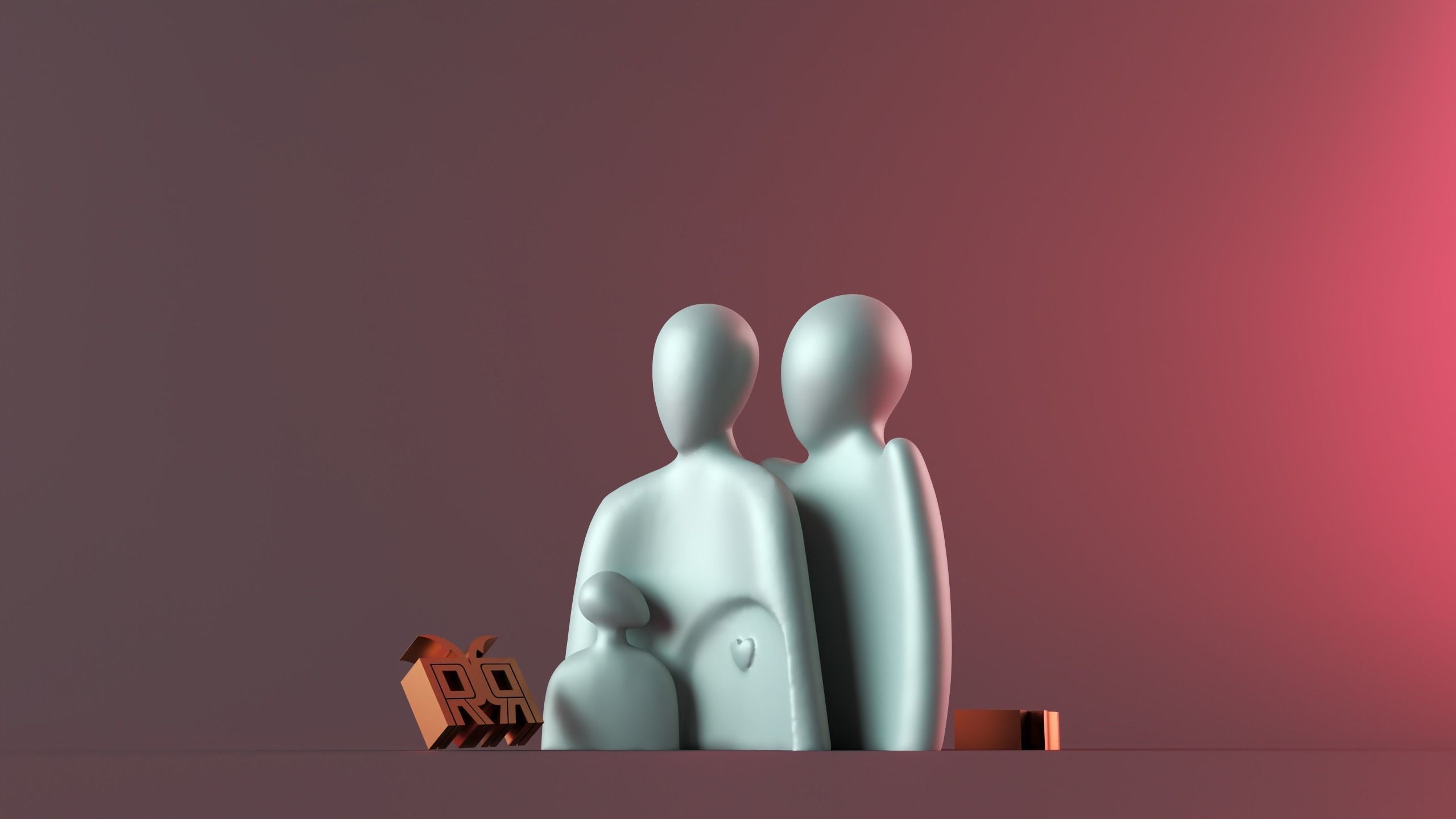 The warm embrace of the family of three 3D print model_15