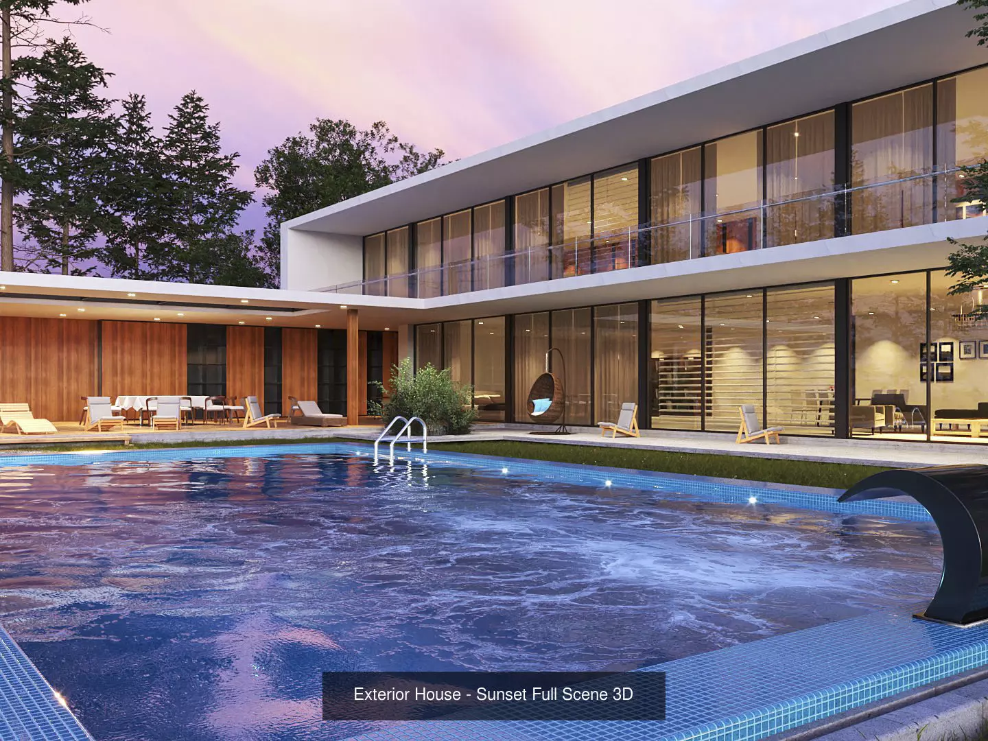 Exterior Modern House Design  3D Model Collection_0