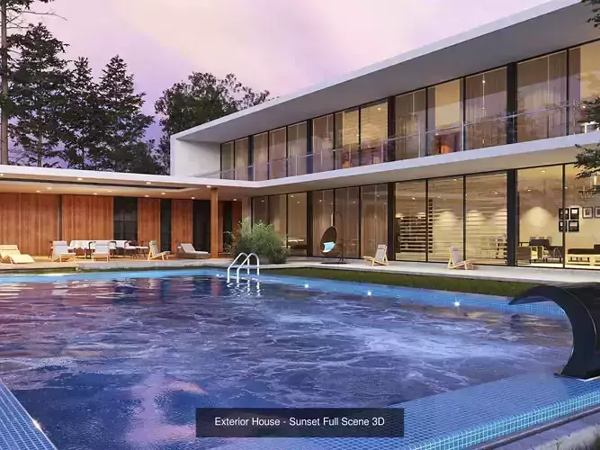 Exterior Modern House Design  3D Model Collection