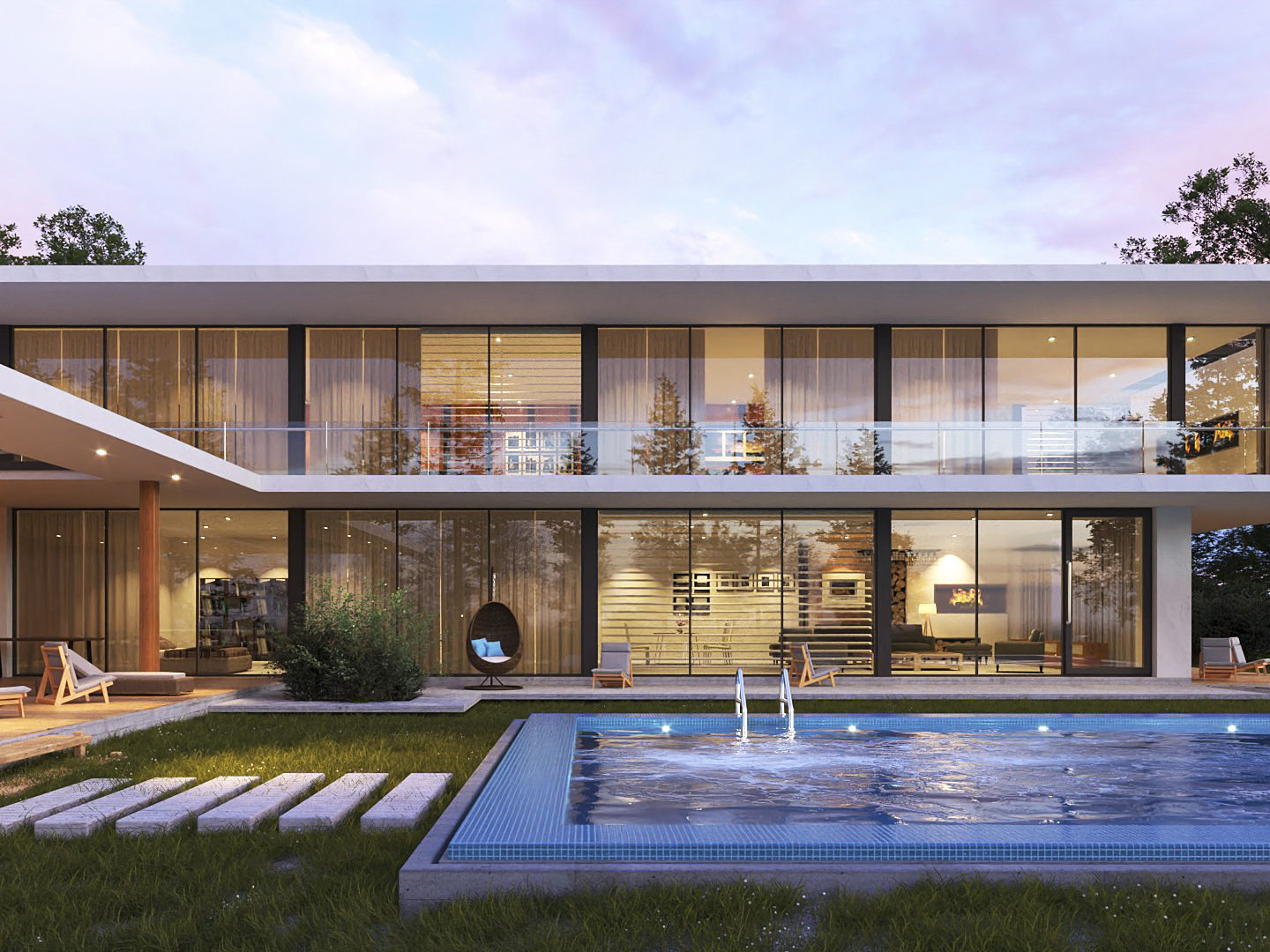 Exterior Modern House Design  3D Model Collection_3