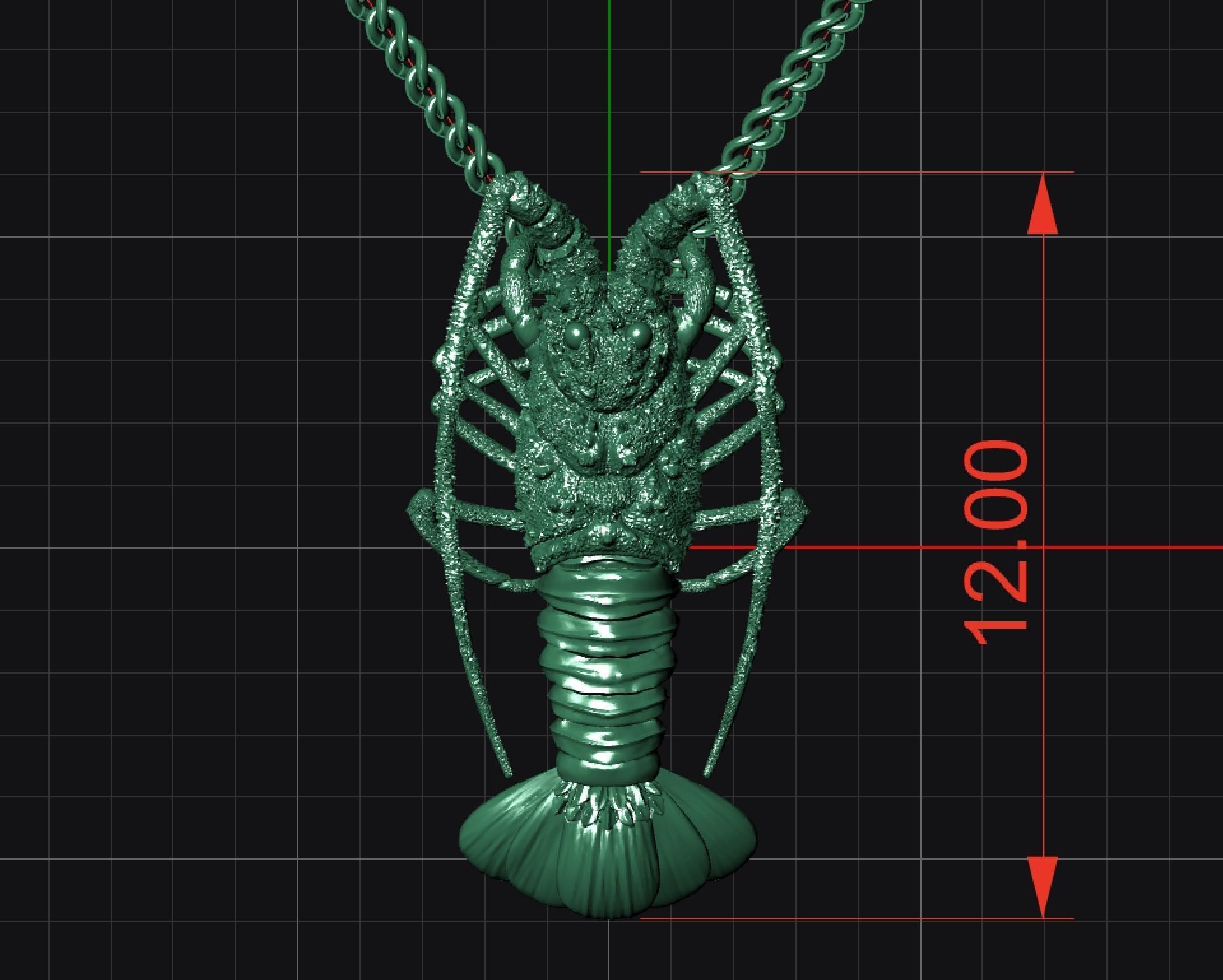 Lobster crabfish pendent 3D print model_2