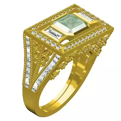 Green Emerald Womens Cocktail Ring 2