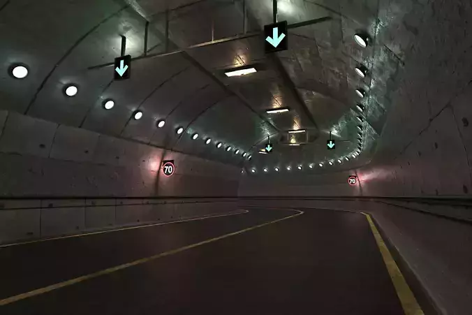 low poly road tunnel Low-poly 3D model